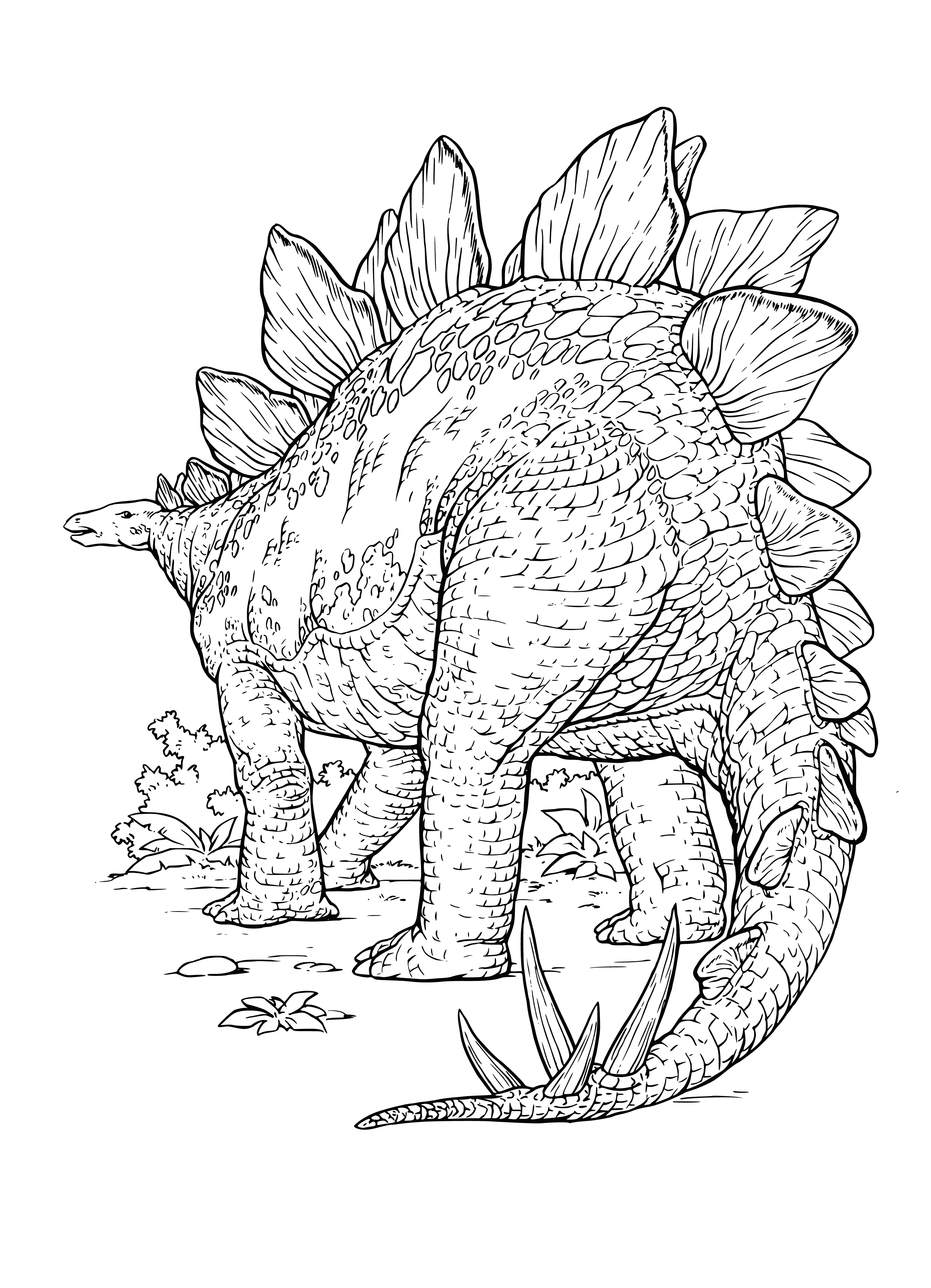 coloring page: An egg is surrounded by colorful dinosaurs trying to reach it, all packed together.
