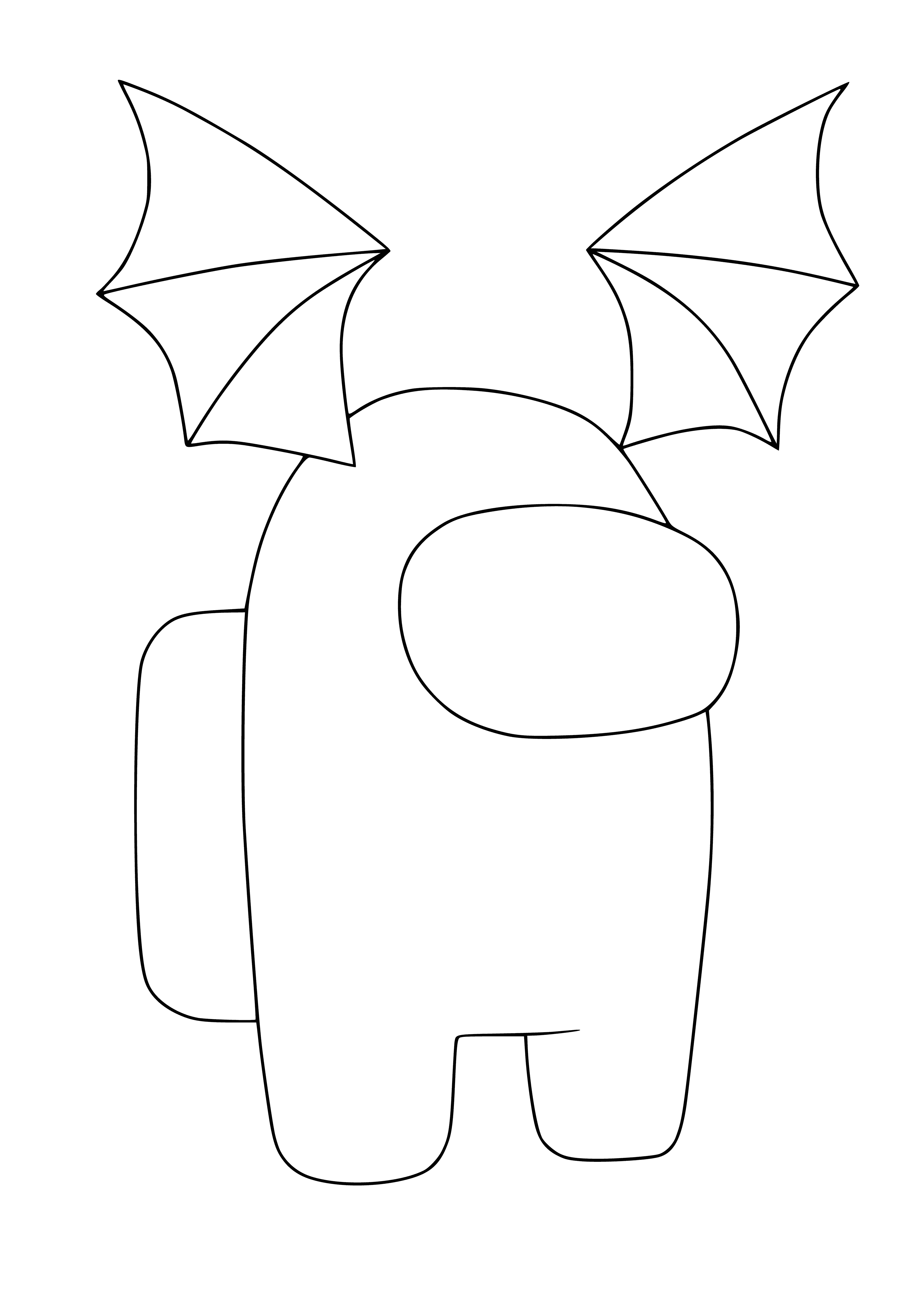 coloring page: Large character raising arms looking down at sleeping mini characters in an homage to Among Us.