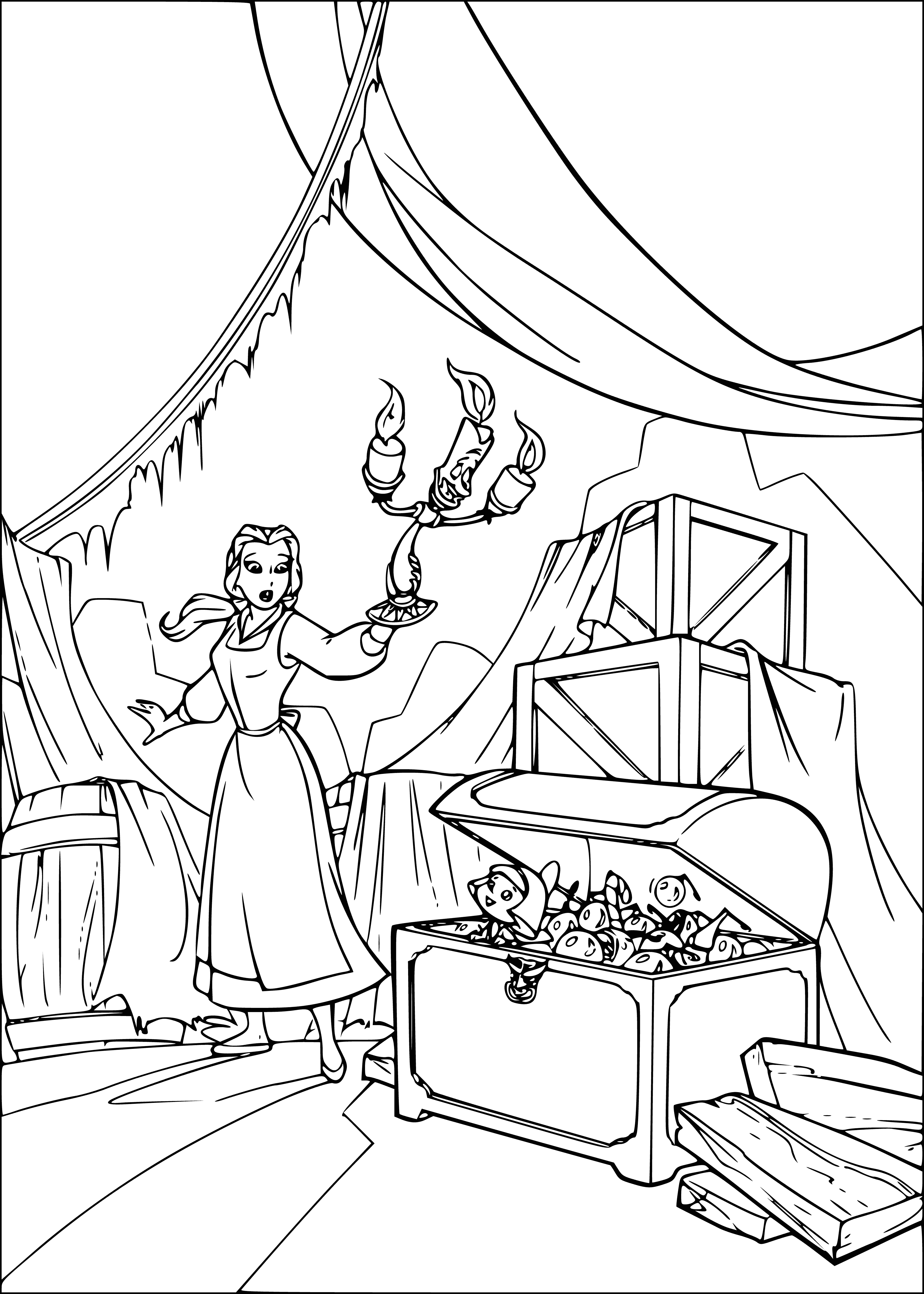 coloring page: => Kids will be delighted by the trove of toys inside the large, wooden toy chest.