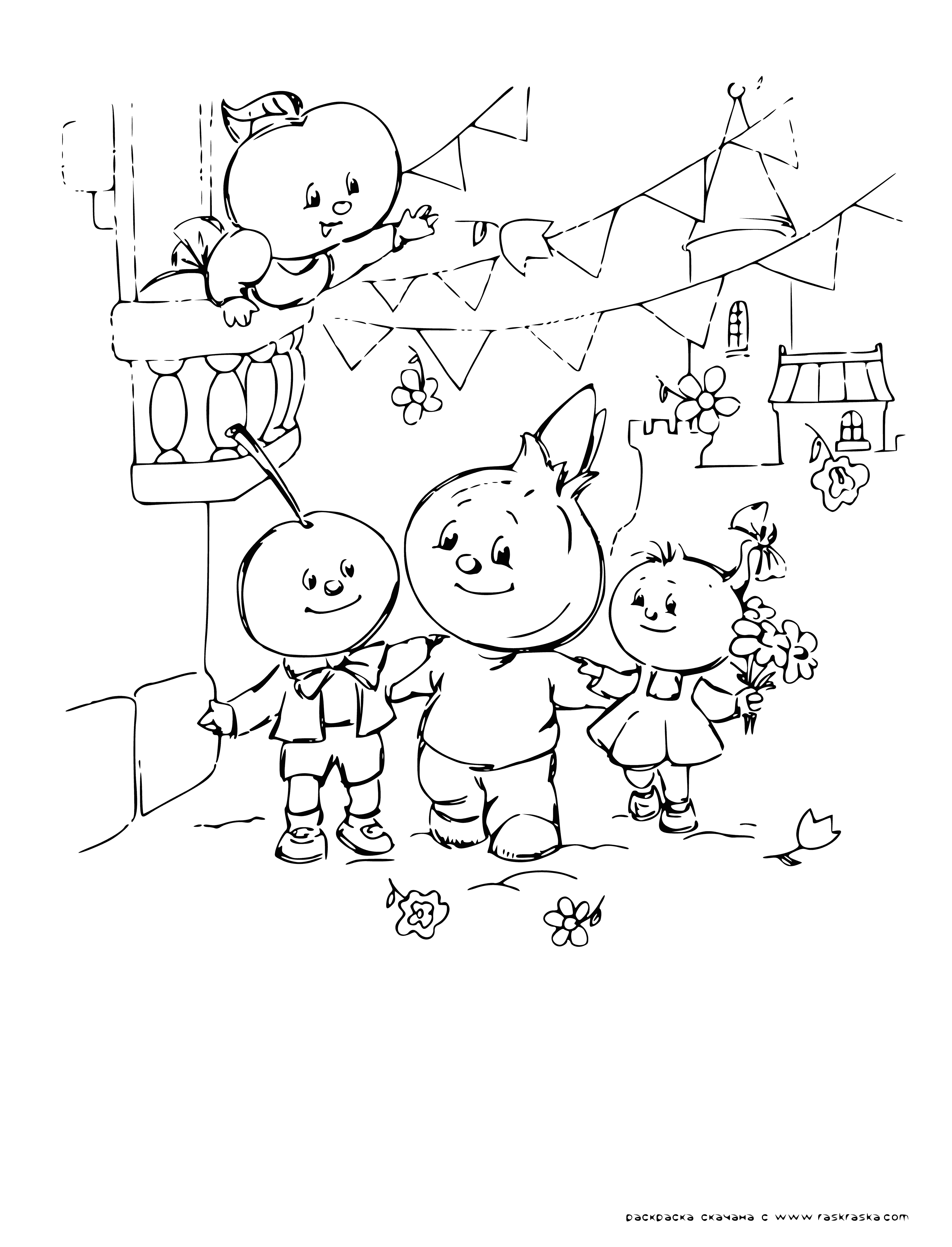 coloring page: Friends celebrating a victory, happy and proud, holding hands & hugging. #TogetherWeWin