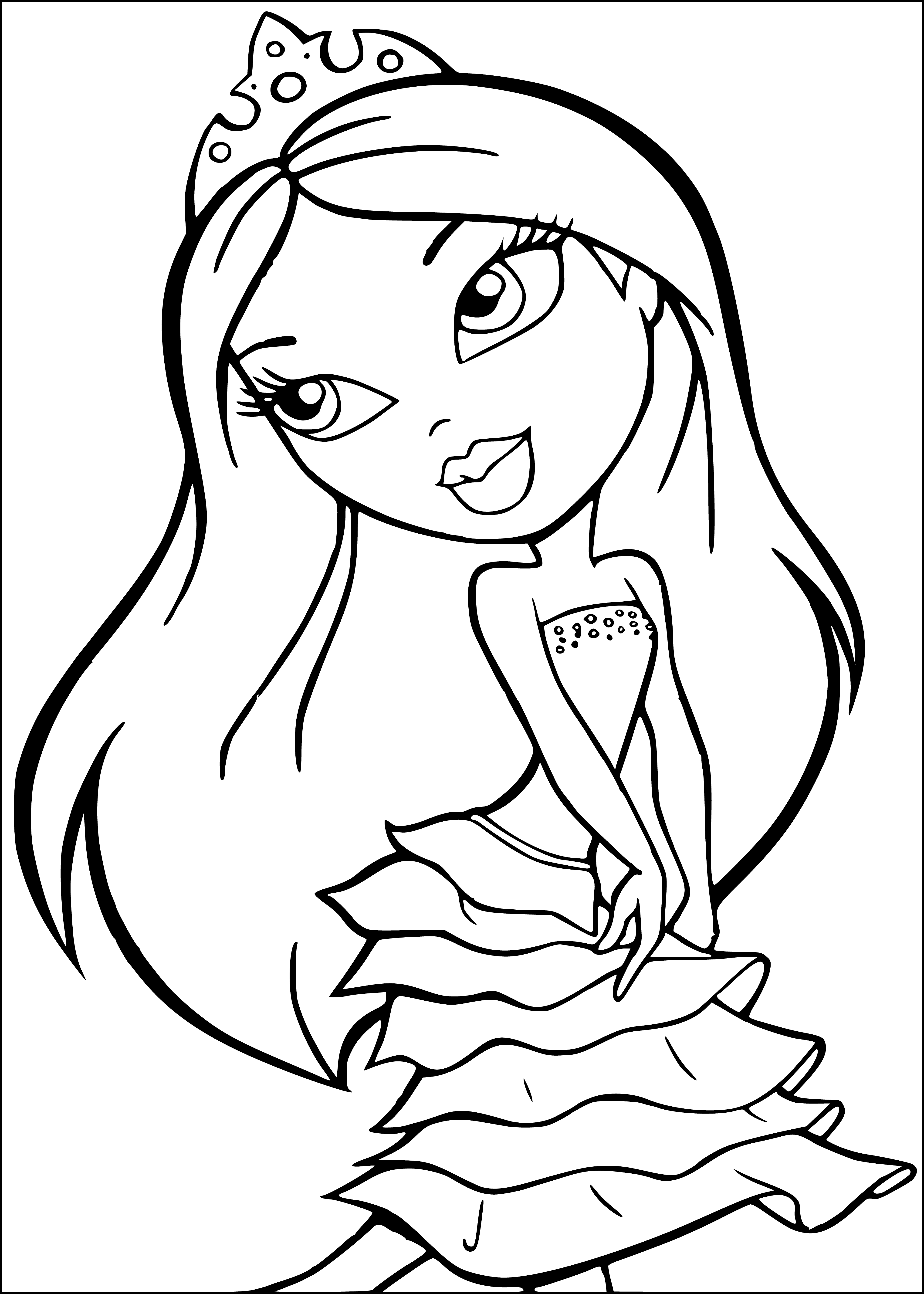 coloring page: Bratz are trendsetting teenage girls with big heads, faces and accessories. They are the queens of fashion. #Fashion #Style
