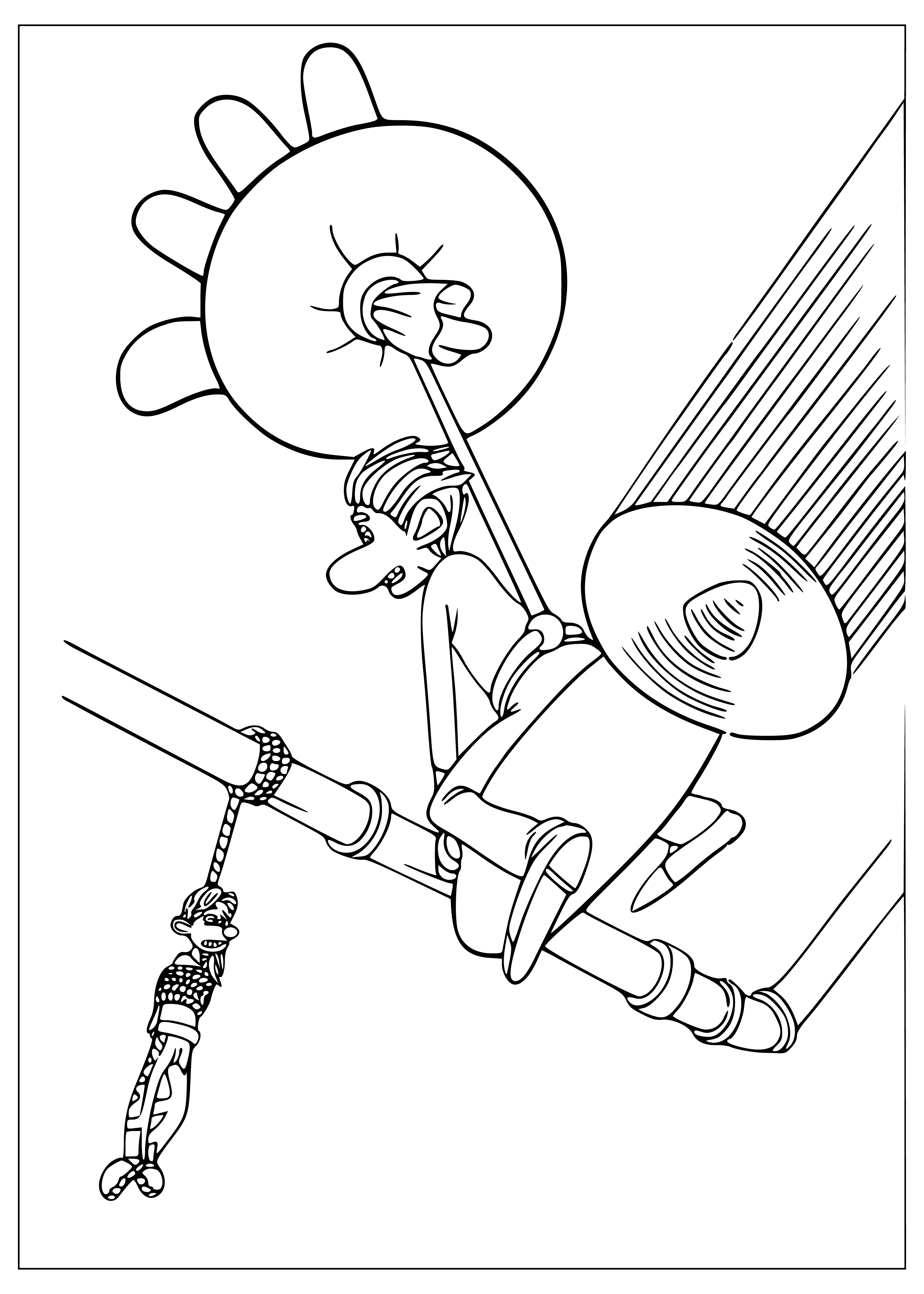 coloring page: Roddy is lifeguarding an alligator - standing on its head with a trident. #CrazyAnimals