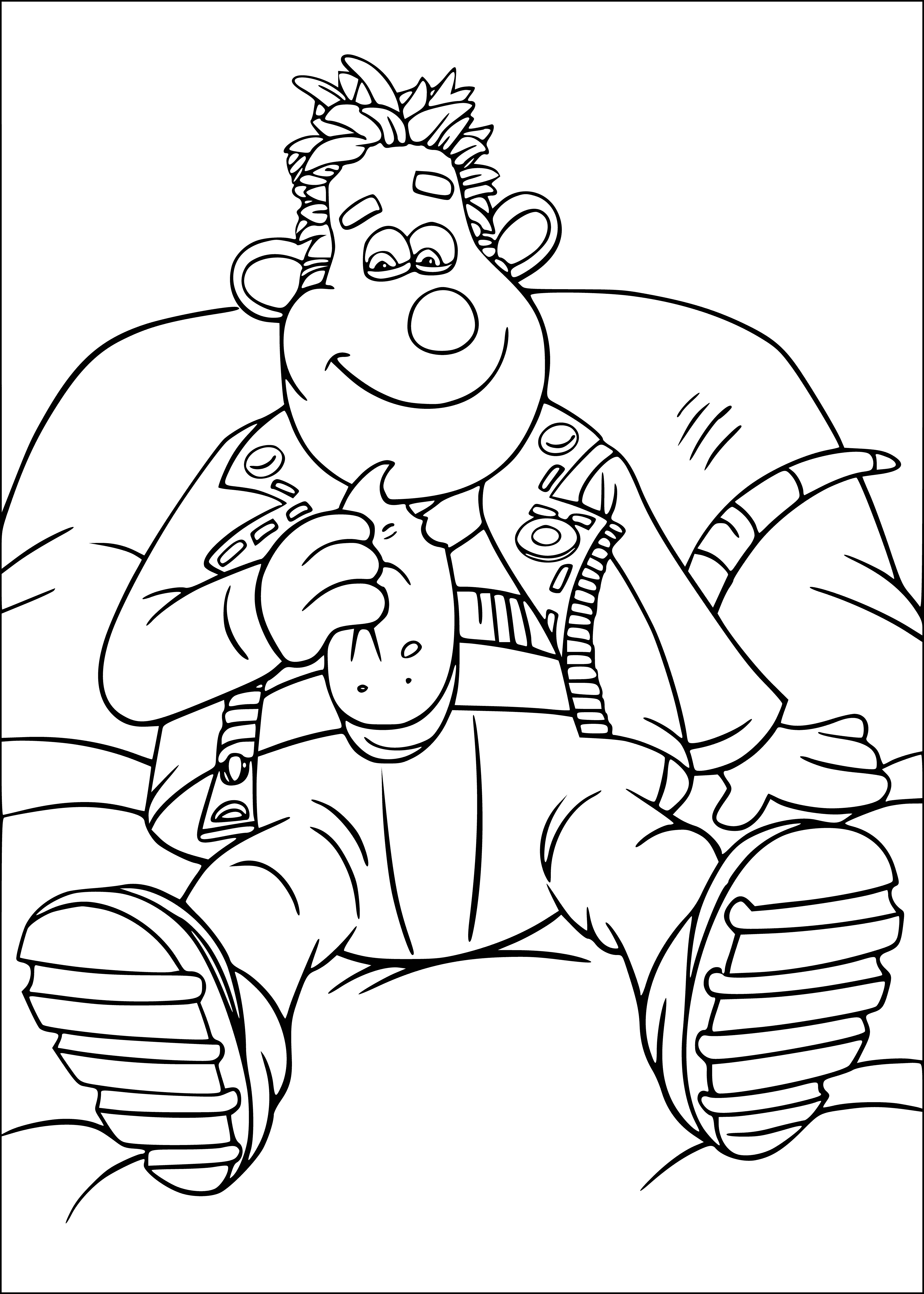 coloring page: A rat stands on hind legs, a scruffy brown coat, long tail & beady eyes. Open-mouthed with sharp teeth, it looks to the left.