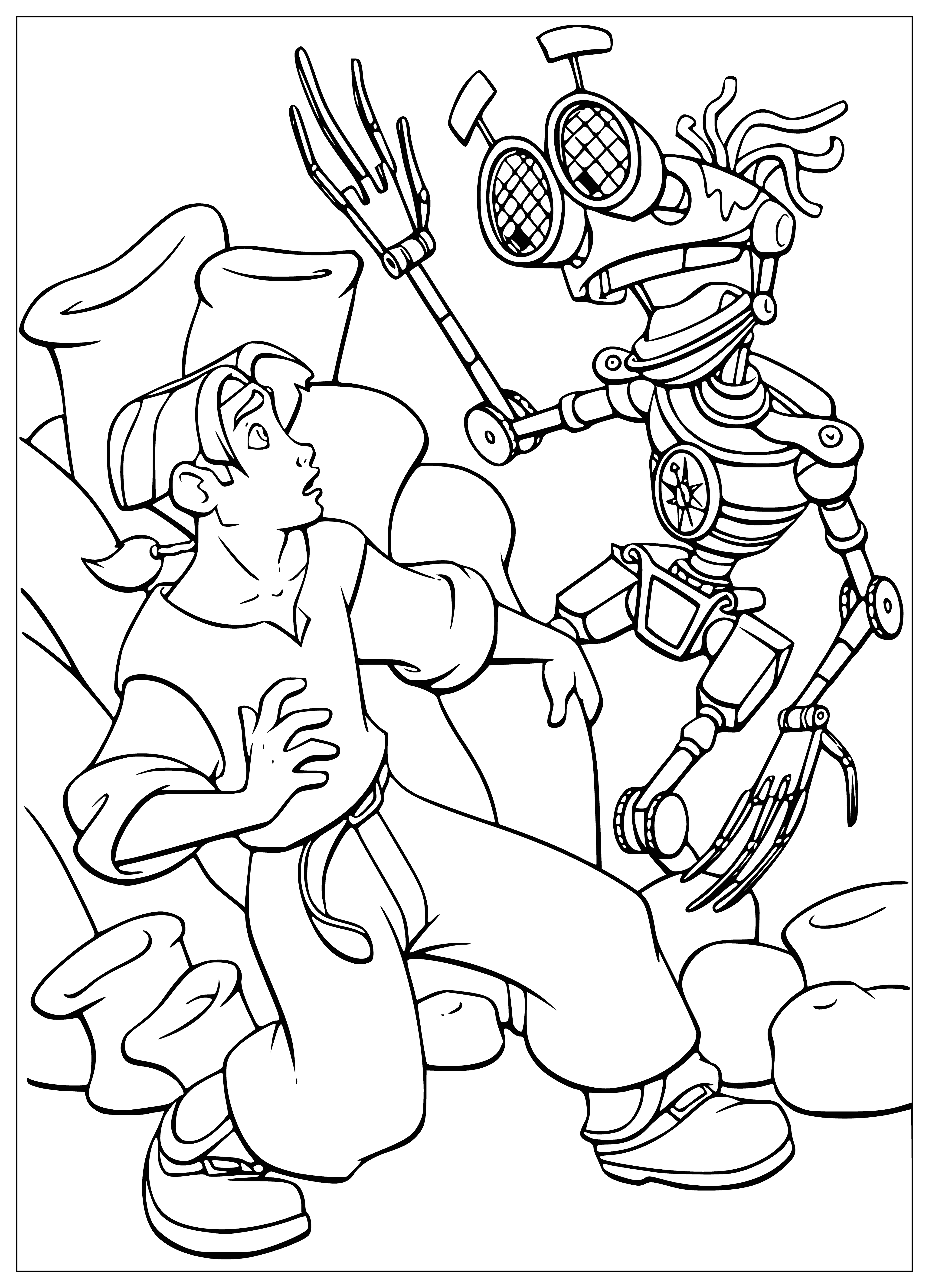 coloring page: Coloring page has green planet with smaller planets and a bright star in foreground.