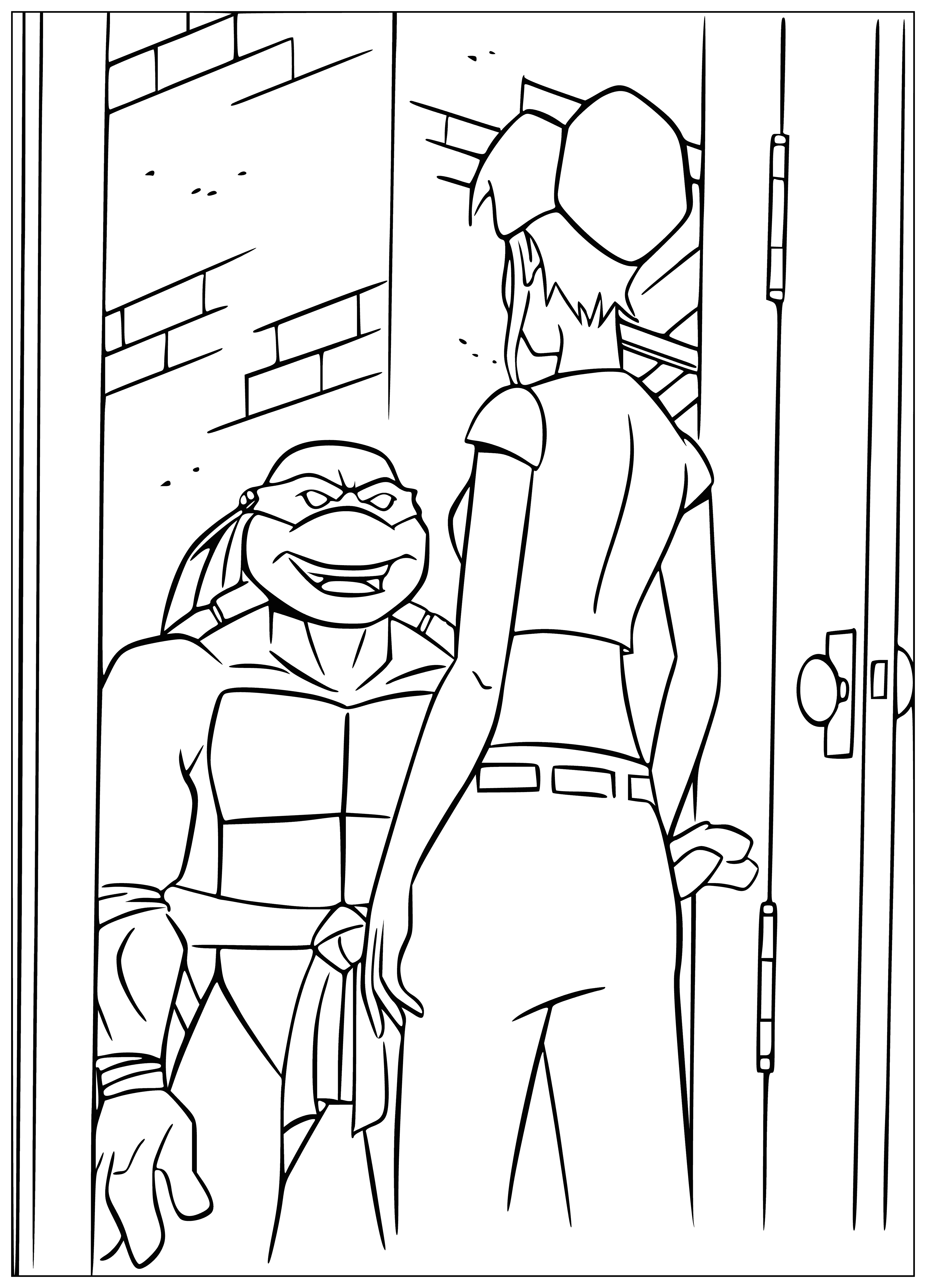 coloring page: Teenage Mutant Ninja Turtles are four mutated turtle superheroes that fight crime in NYC. Led by Rat Splinter, they are each named after a Renaissance artist & have unique personalities & fighting styles.Battle evil Foot Clan and their leader, Shredder.
