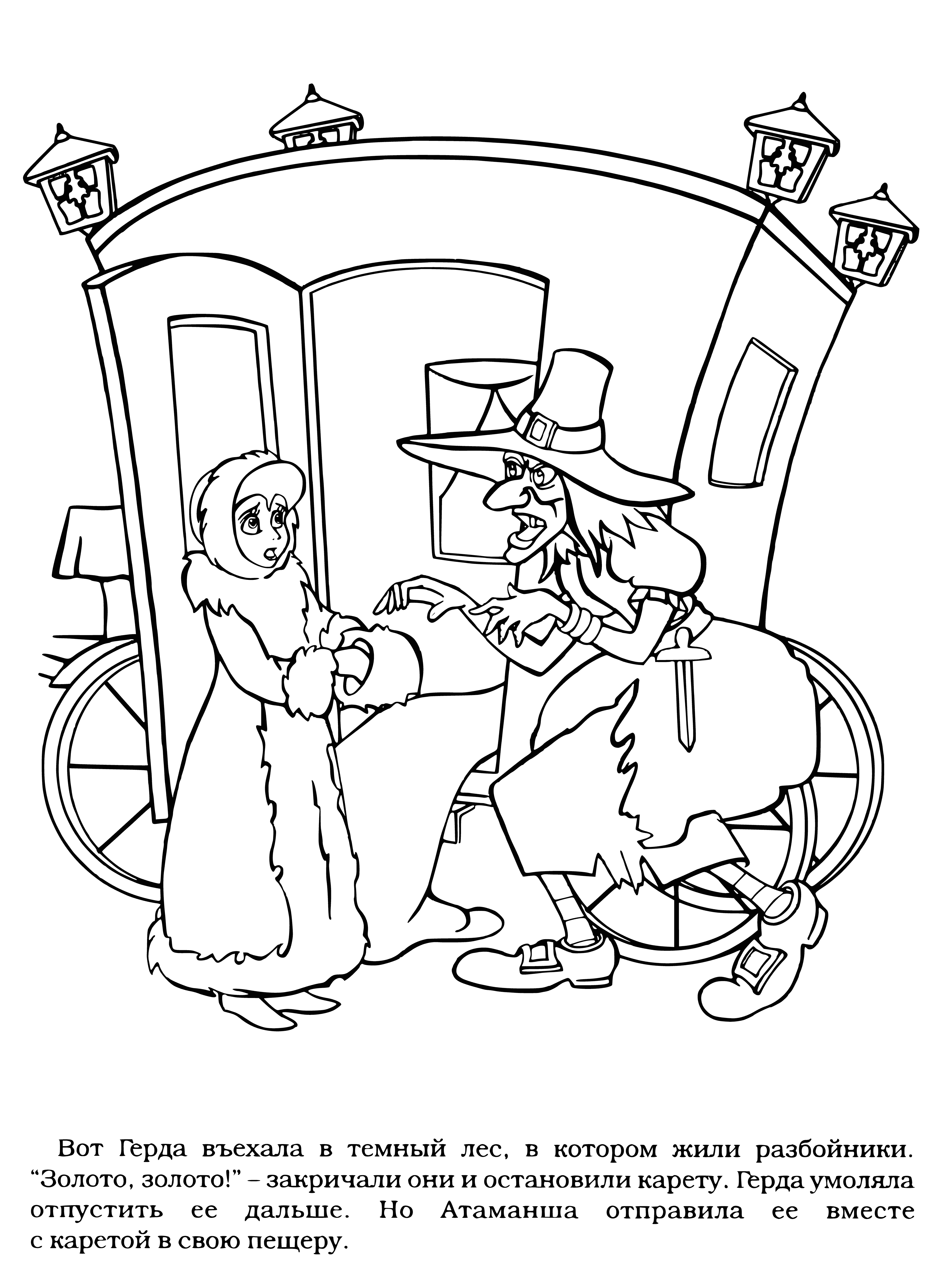 coloring page: Rogue defeats Hans Christian Andersen in battle, leaving him on ground holding his chest in pain. Rogue smirks with satisfaction.