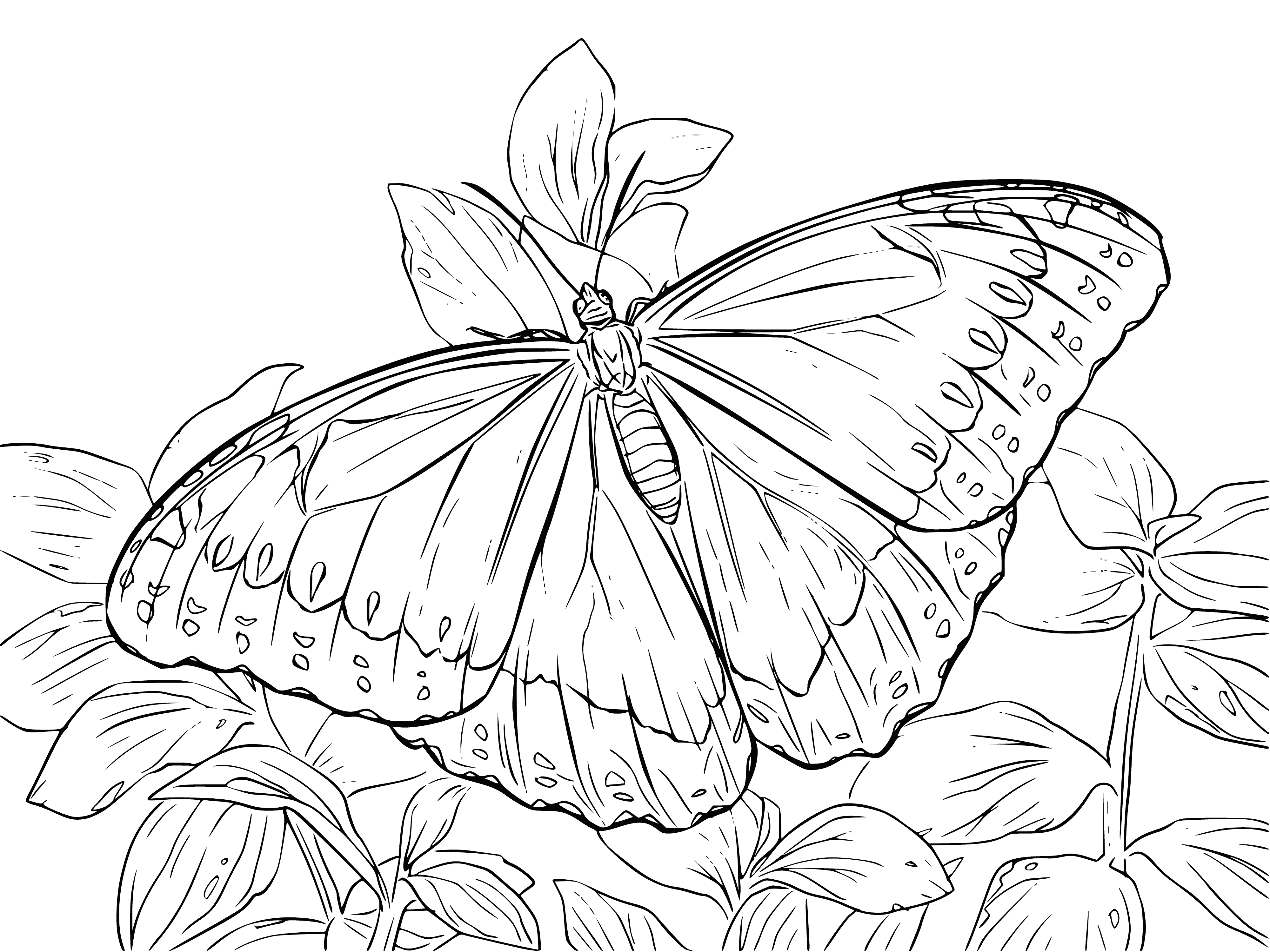 coloring page: Butterflies are flying insects w/slender colorful bodies & two pairs of large wings. They're noted for their beauty & ability to fly.