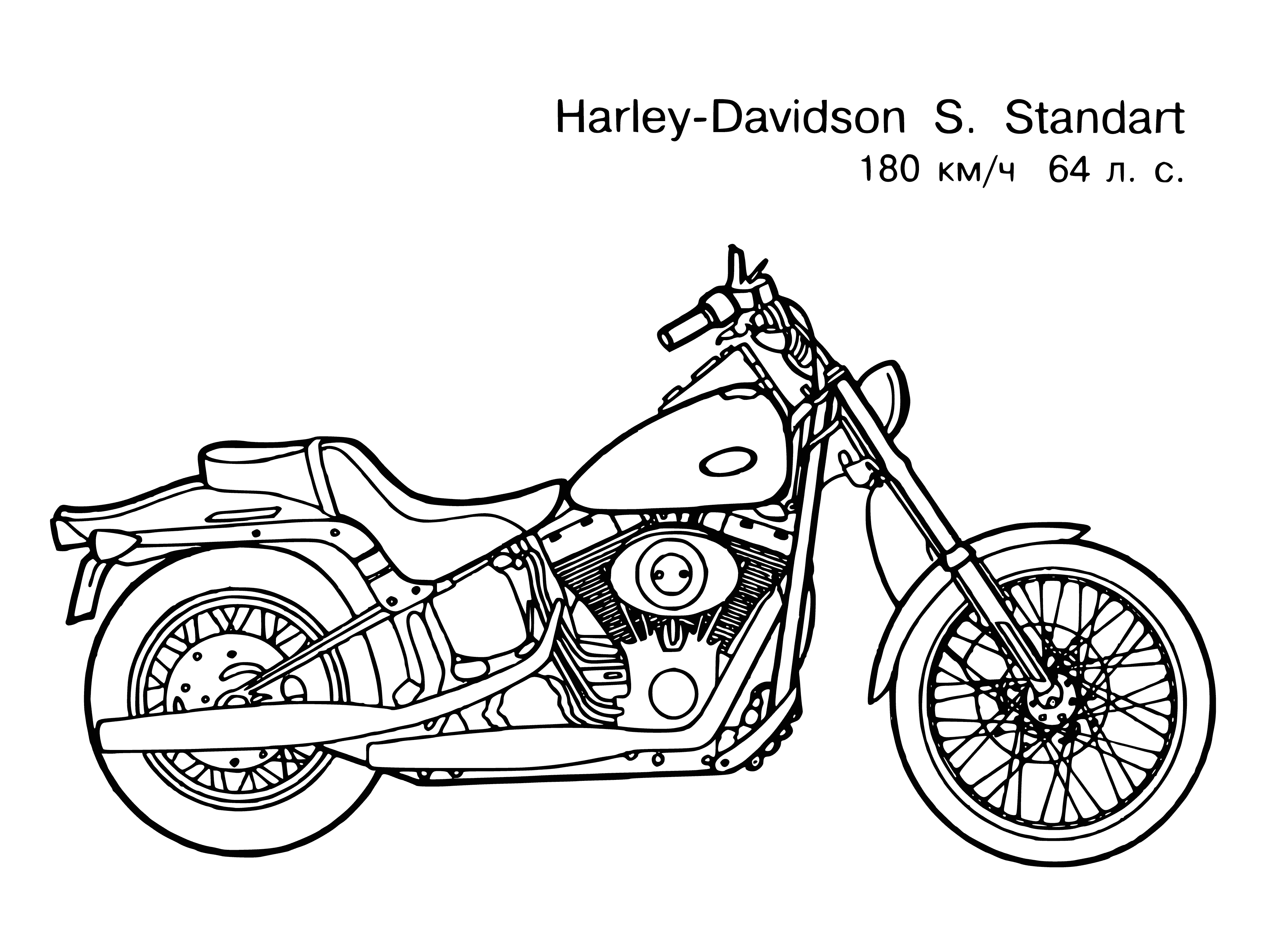 coloring page: 3 motorcycles in varying colors - blue, red, and yellow - are parked in a row in a coloring page.