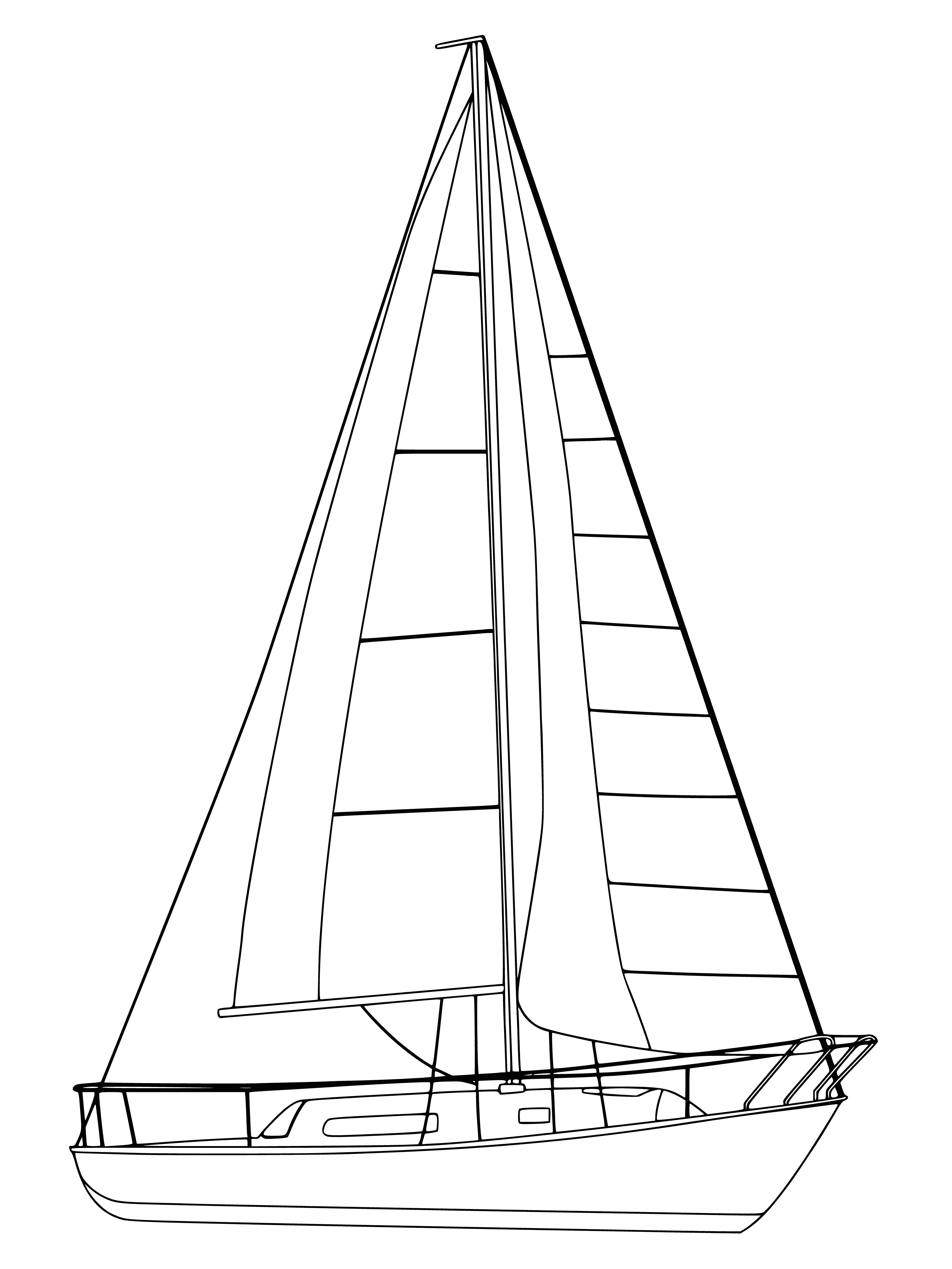 coloring page: Sailboats are powered by sails for recreation & racing; found on most bodies of water worldwide.
