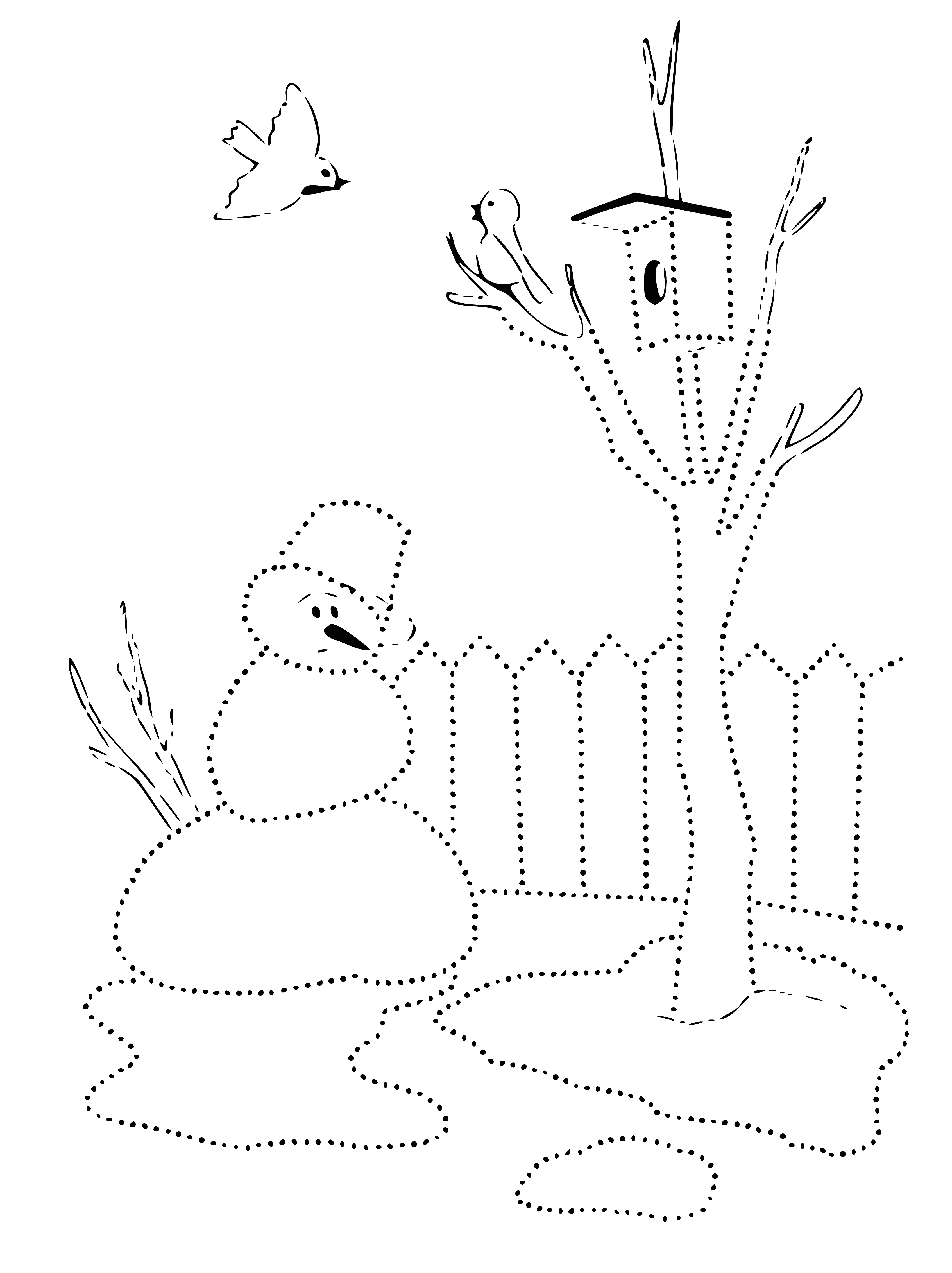 coloring page: Snowman melting in puddle of water surrounded by melting snow in this Spring-themed coloring page.