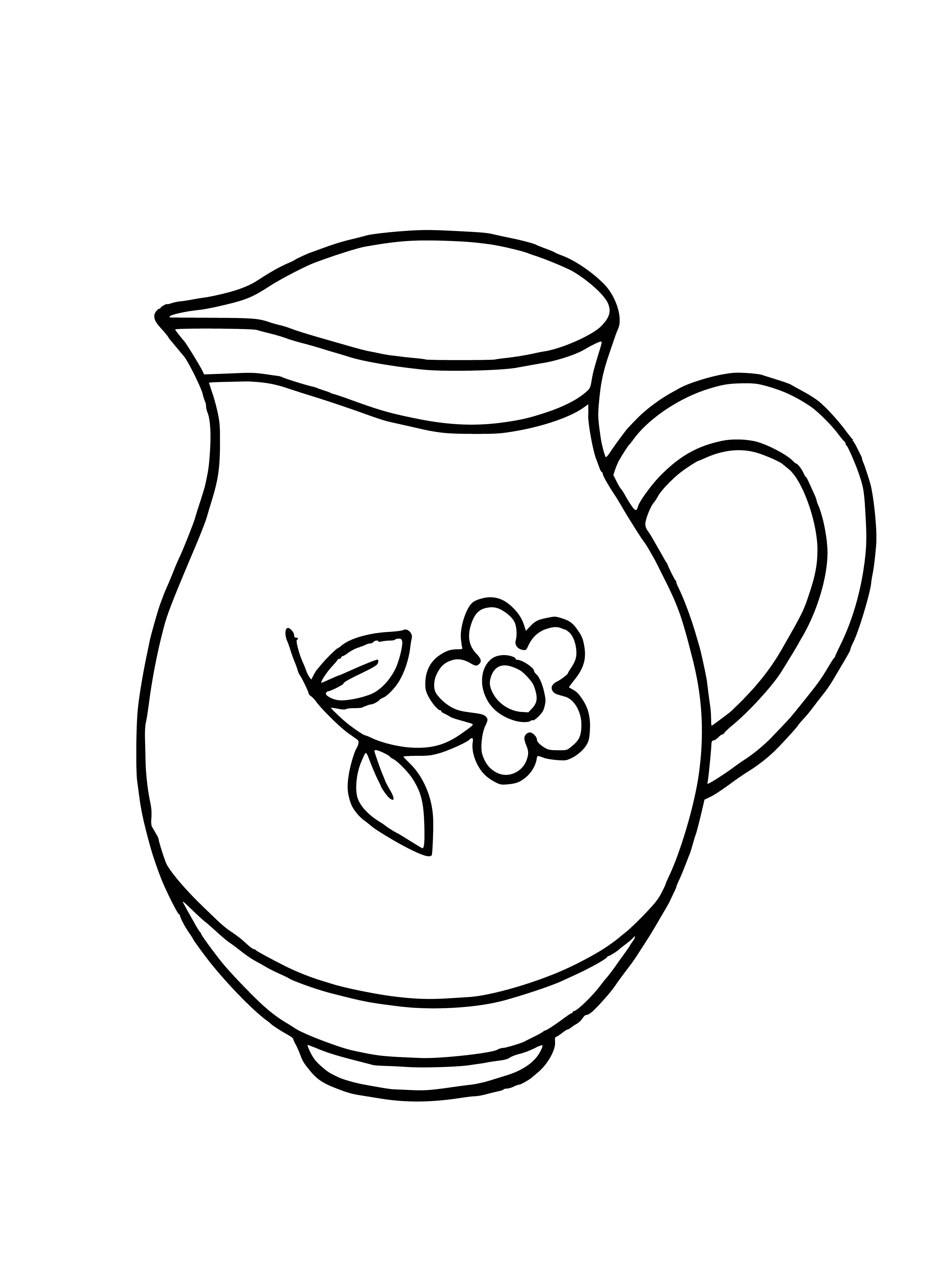 coloring page: Vintage jug with blue and white design, handle, spout, and lid. #antiques #ceramics