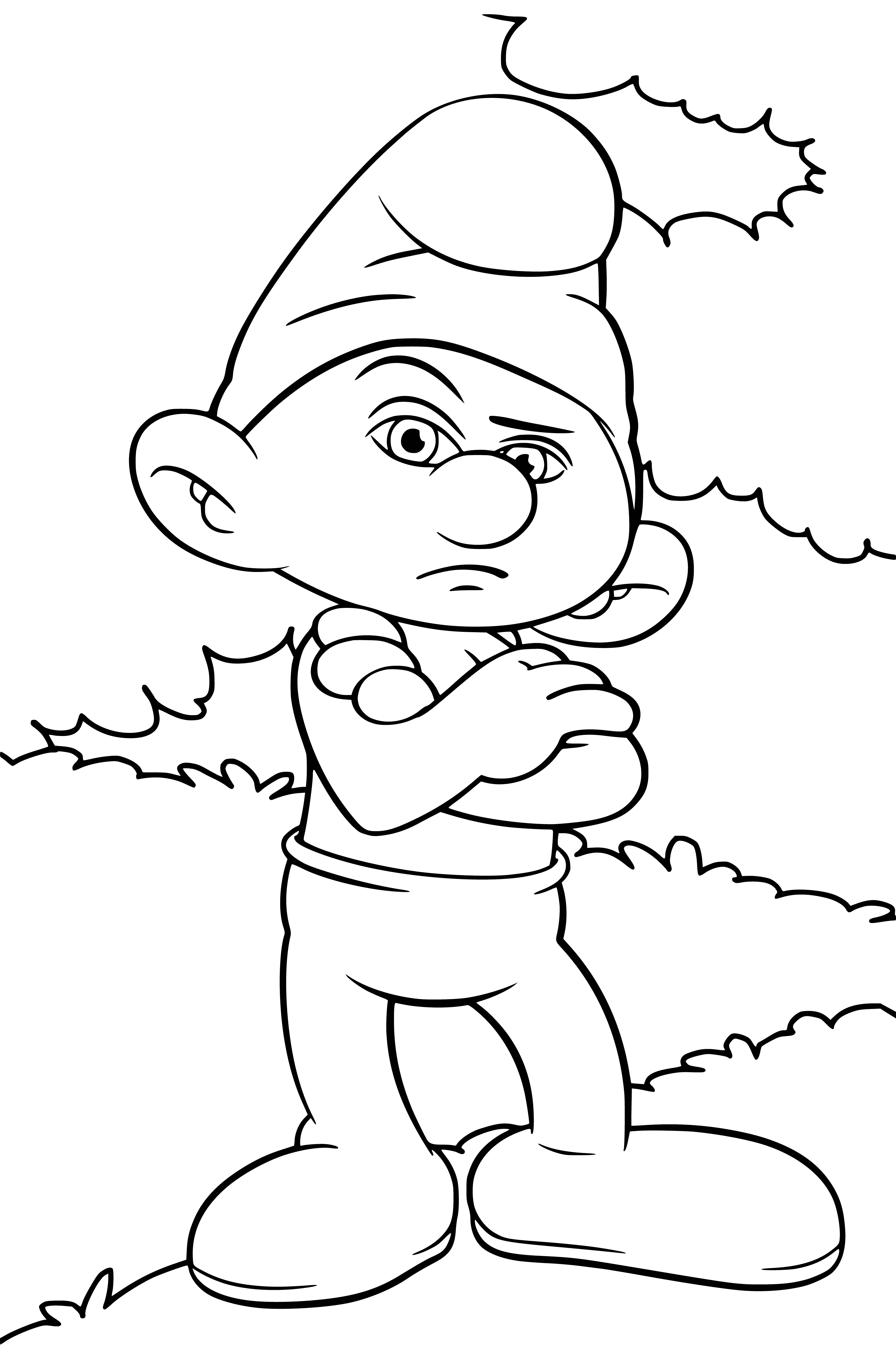 coloring page: Once led by Papa Smurf, the Smurfs are small, blue-skinned creatures helping each other to be happy in their mushroom homes in the forest. #Smurfs