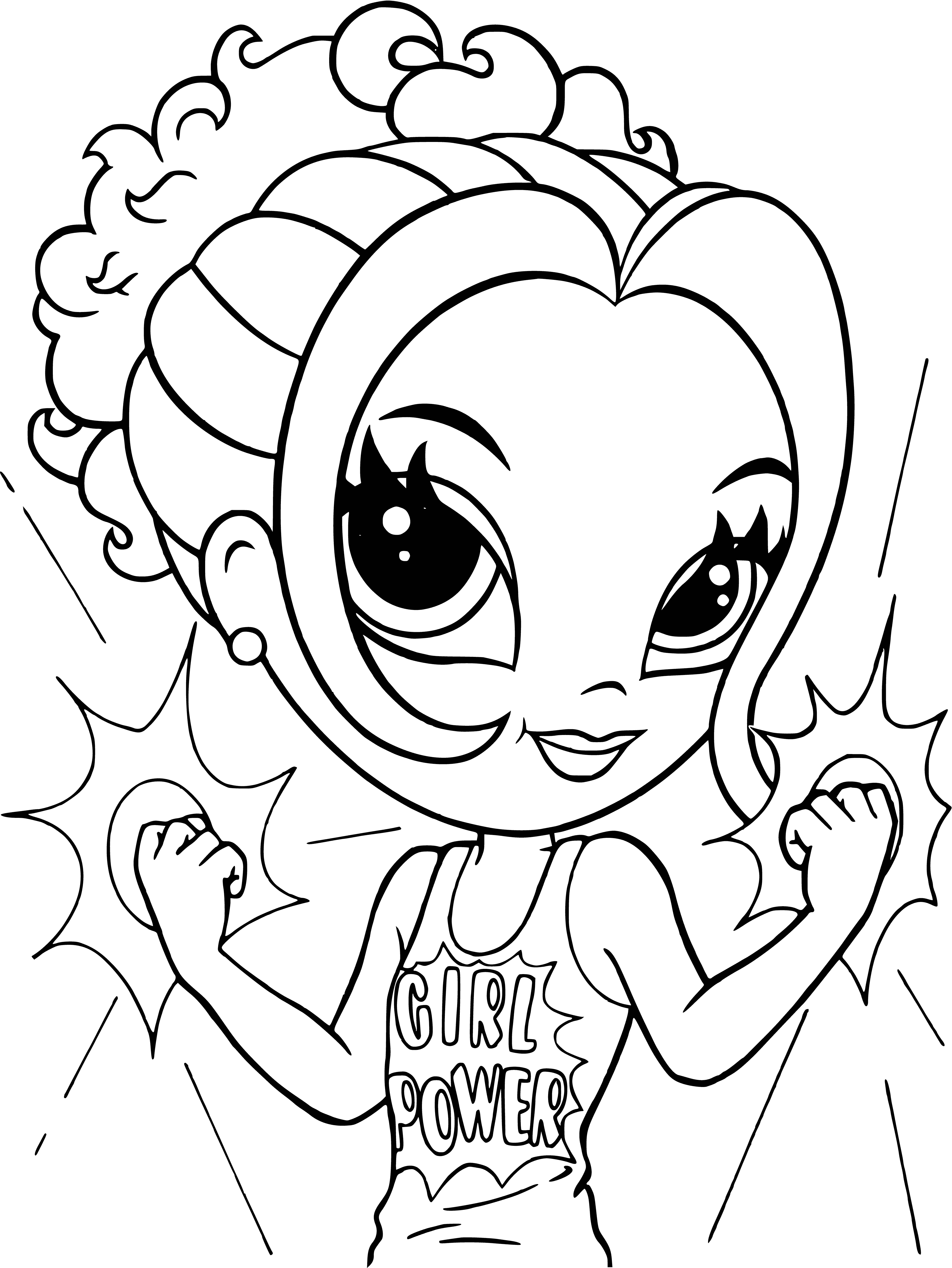 coloring page: Glamorous girl wearing pink dress & bow, carrying pink purse & flower, set against a white background. #LisaFrank #GlamGirl #Pink