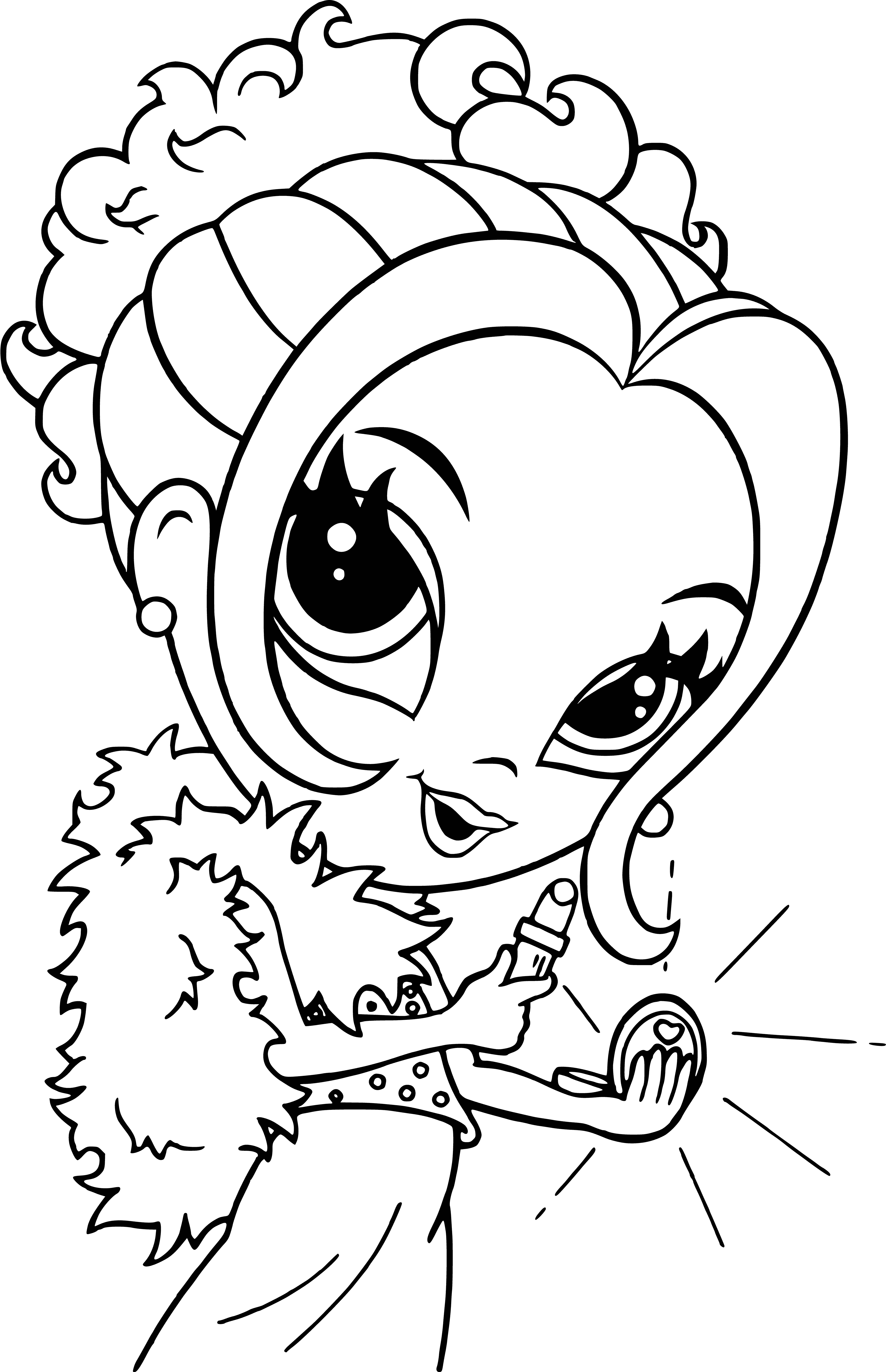 coloring page: Girl with long blonde hair in pink dress w/sparkles, holding purse & standing in front of pink car. #LisaFrank #GlamourGirl #ColoringPage