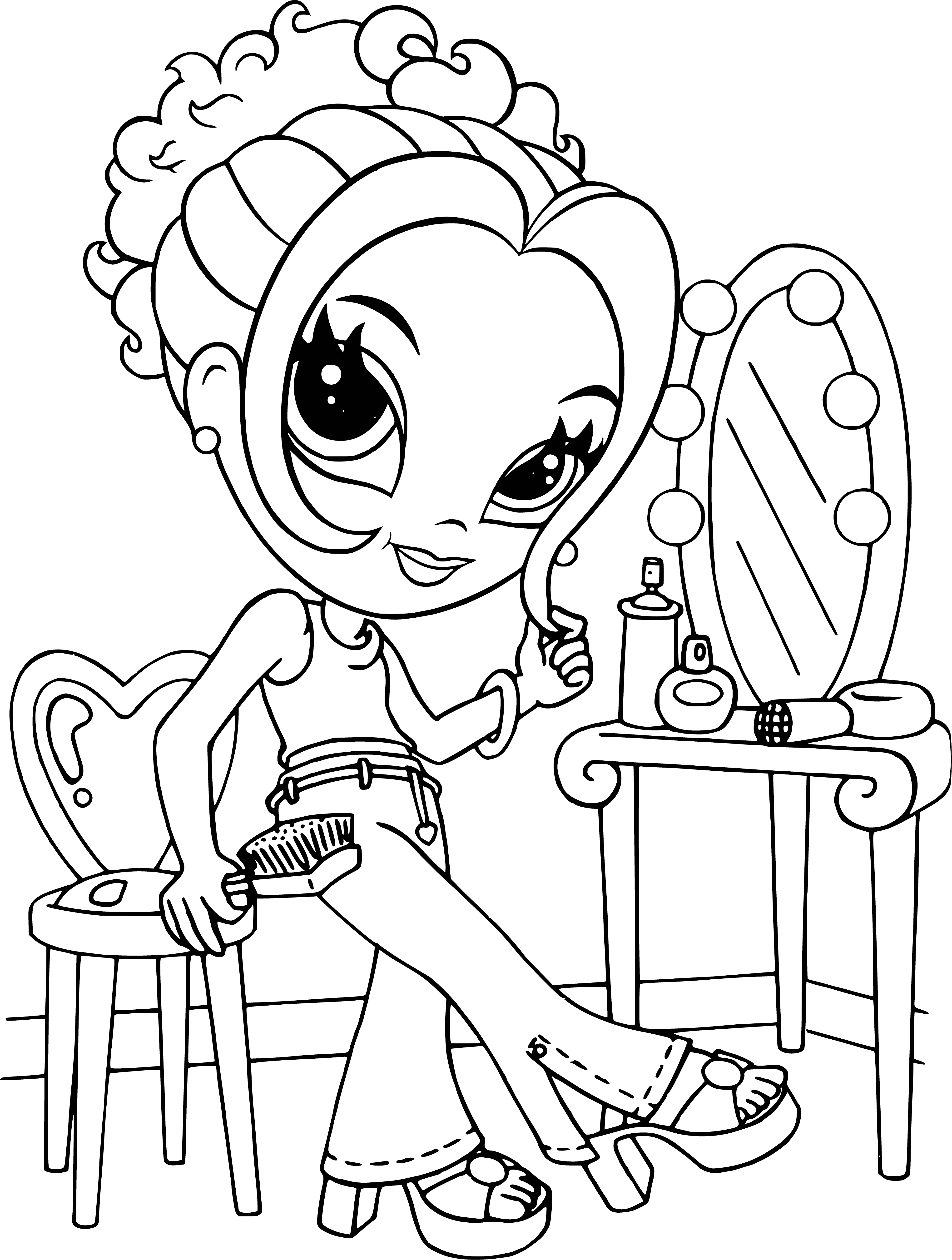 coloring page: Glamorous girl in pink dress, feather boa & pink hair standing on pink background - perfect coloring page! #coloringtime