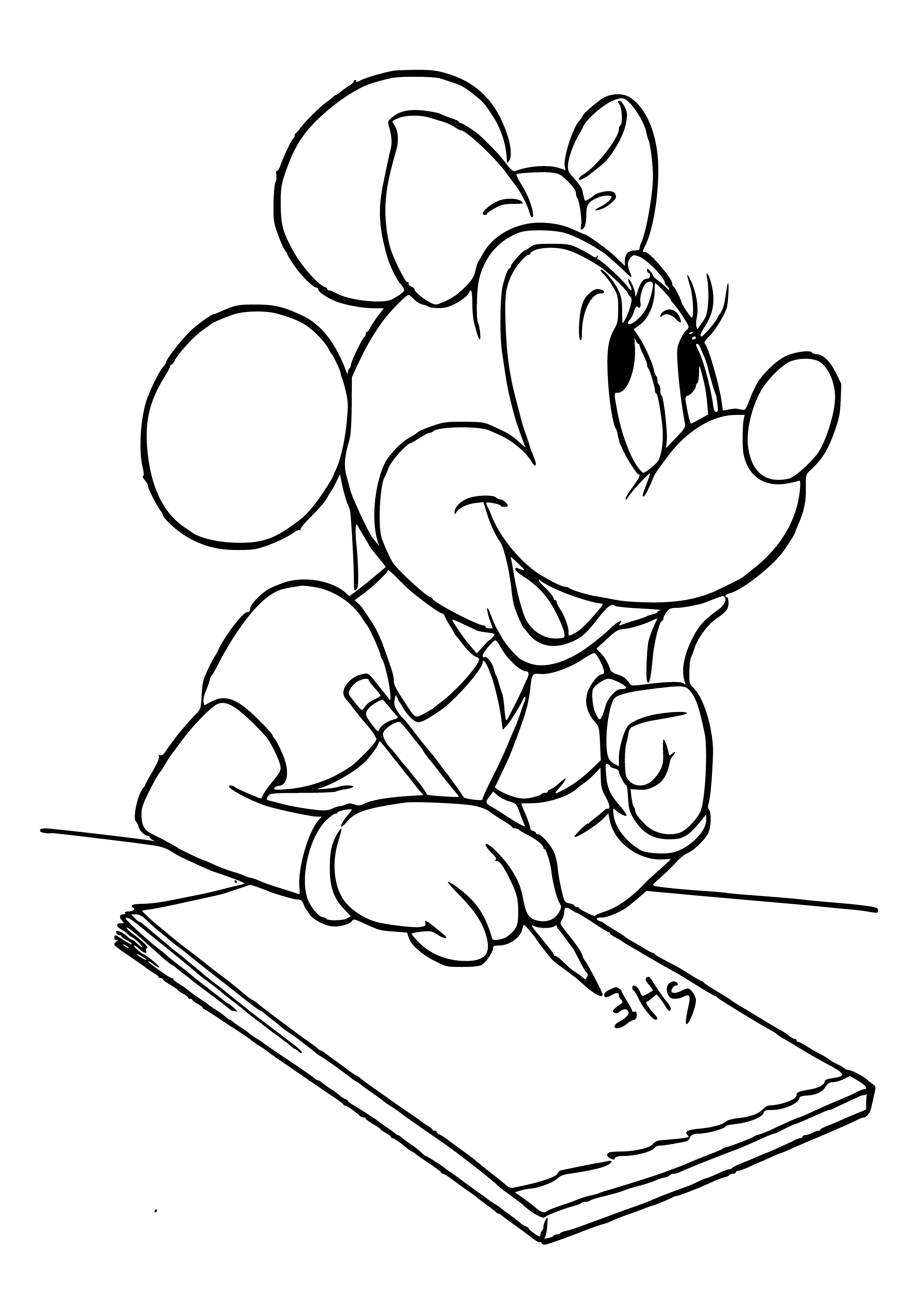 coloring page: A pen and Mickey Mouse paper with "The" written on it; a black and white coloring page. #coloring
