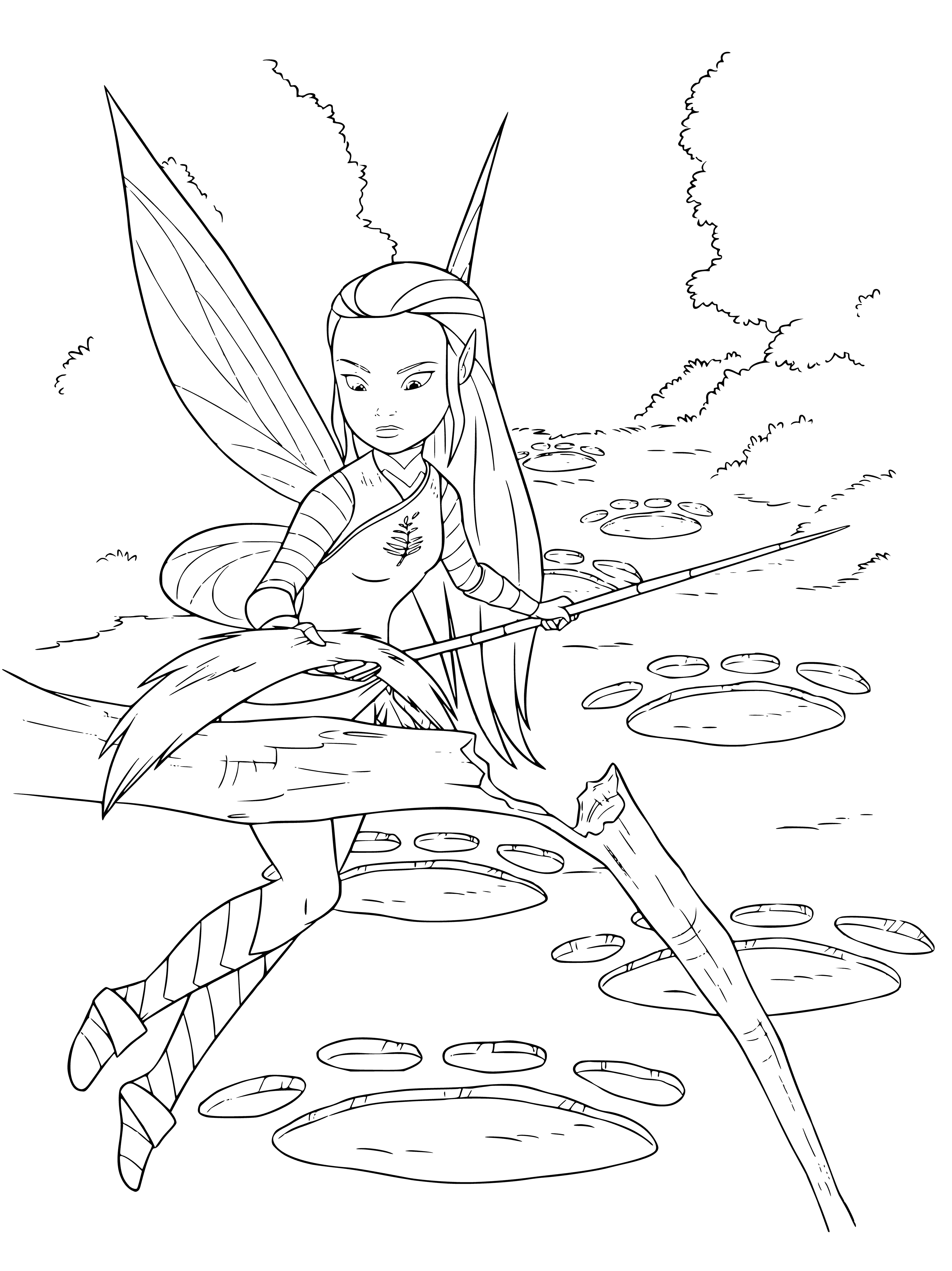 coloring page: Fierce hunter with horns pursuing large, furry creature with long snout; creature doesn't seem keen to be caught!