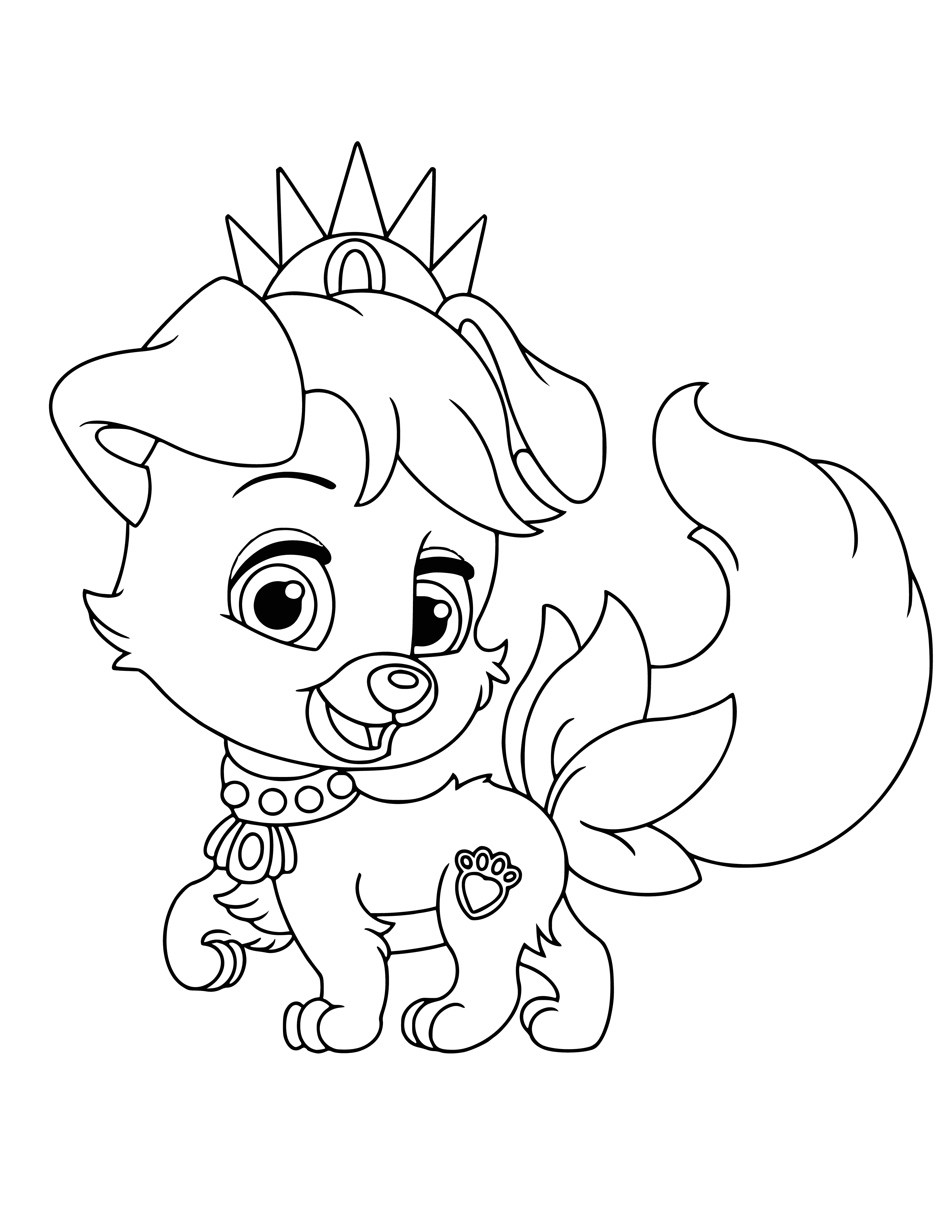 coloring page: Ariel loves hanging out with puppies and is always seen with one by her side.