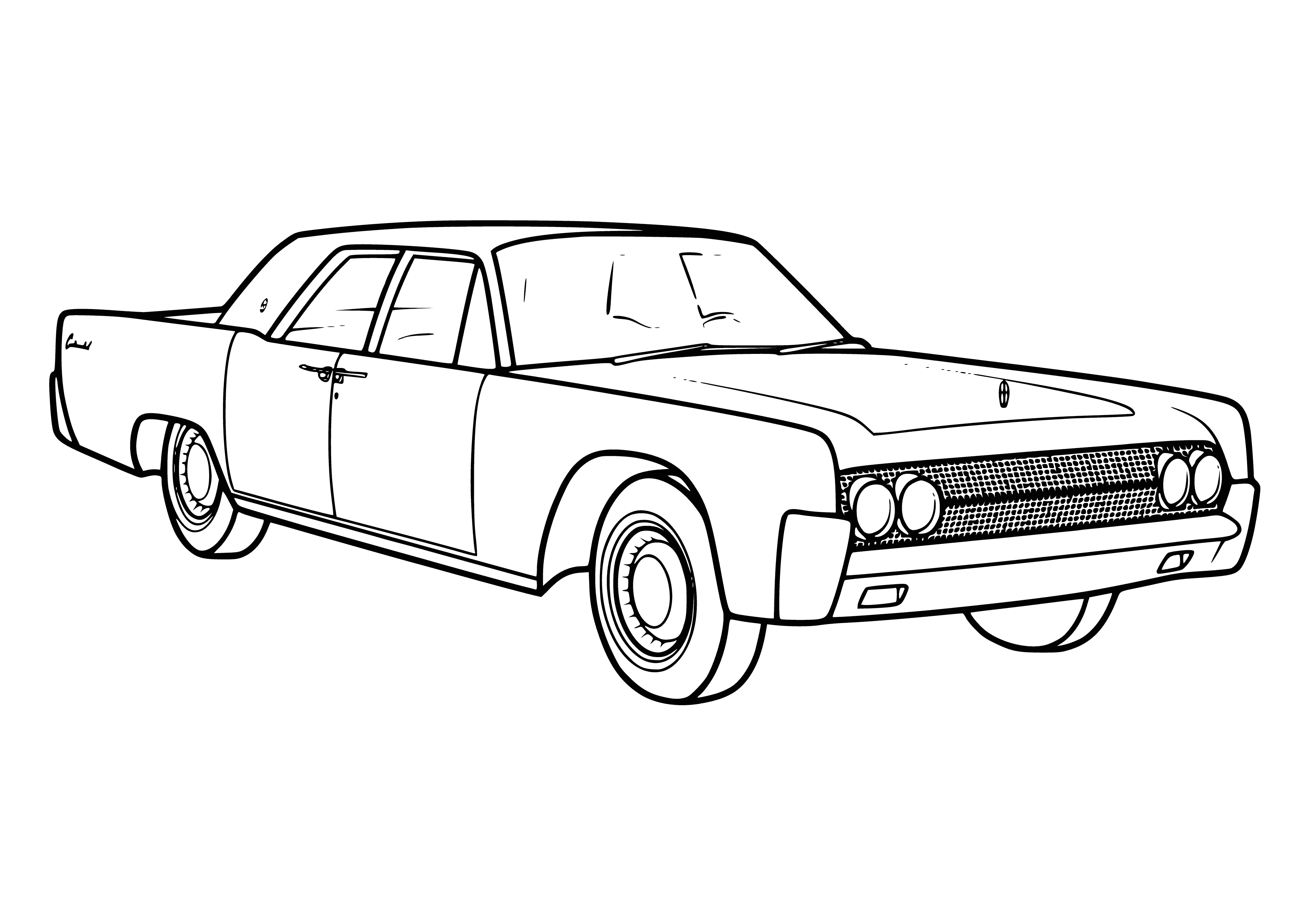coloring page: Coloring page of cars & trucks in a lot with trees in background - all facing same direction. #coloringpage