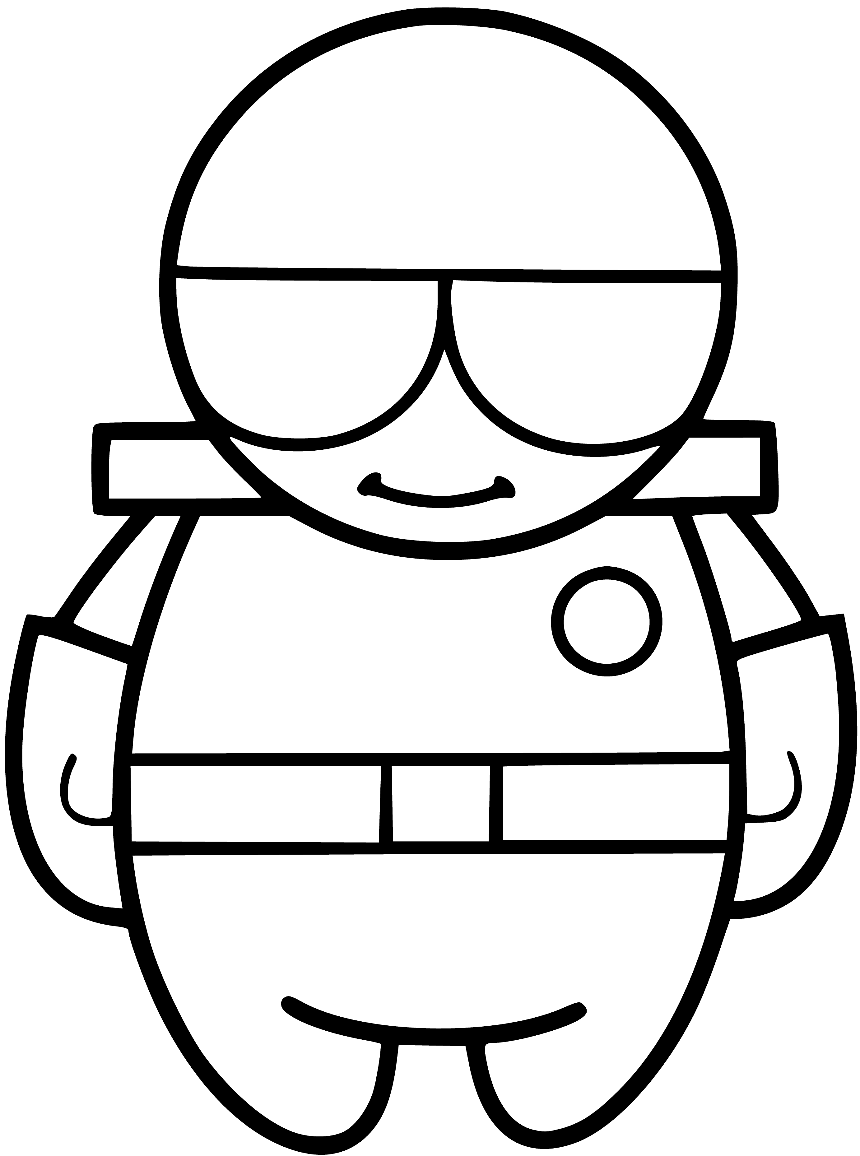 coloring page: Person in blue pilot uniform looks out window of plane w/ headset on; coloring page offers fun way to learn about this job.
