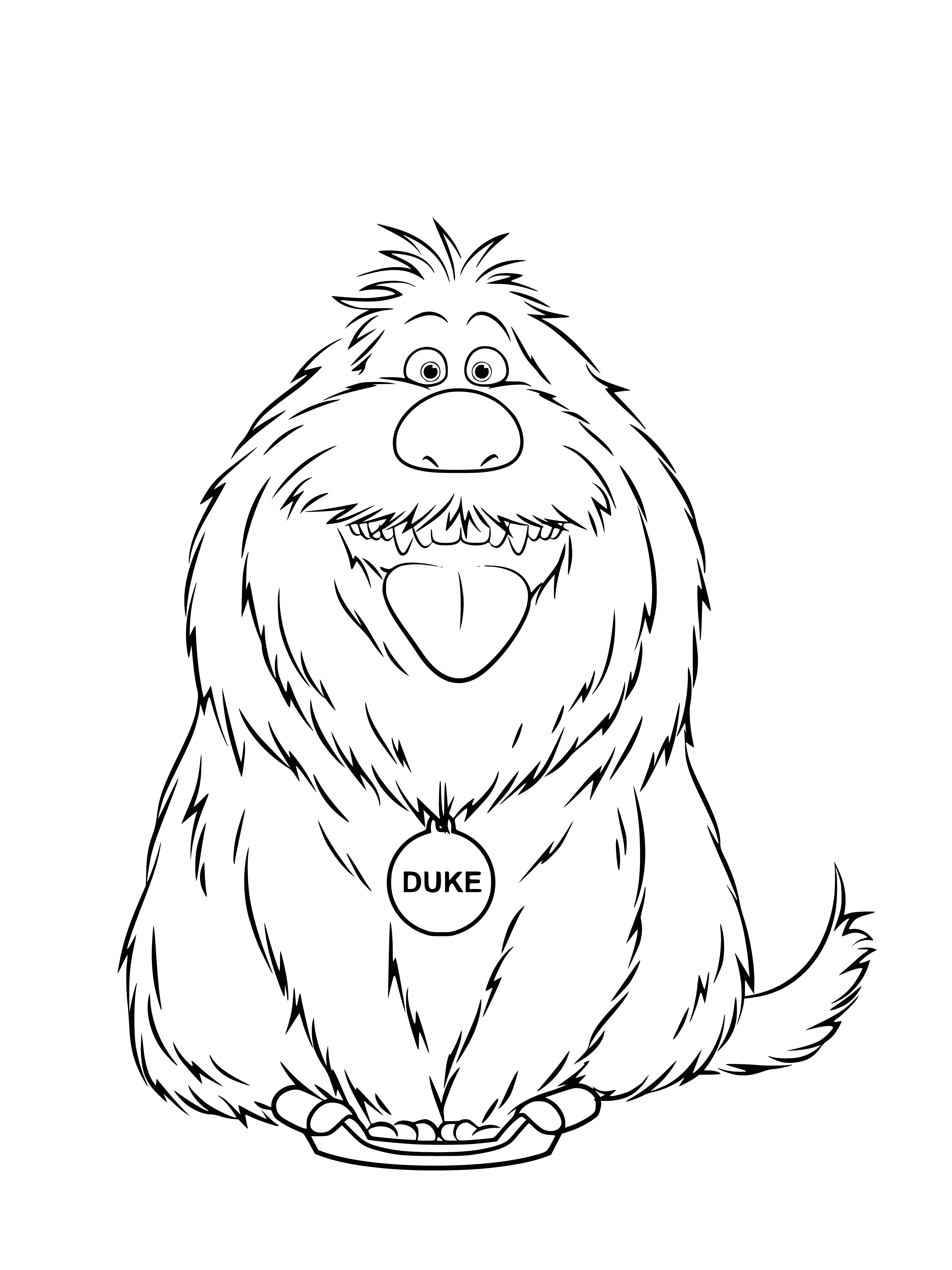 coloring page: Happy, friendly brown dog with black nose and floppy ears on a coloring page.