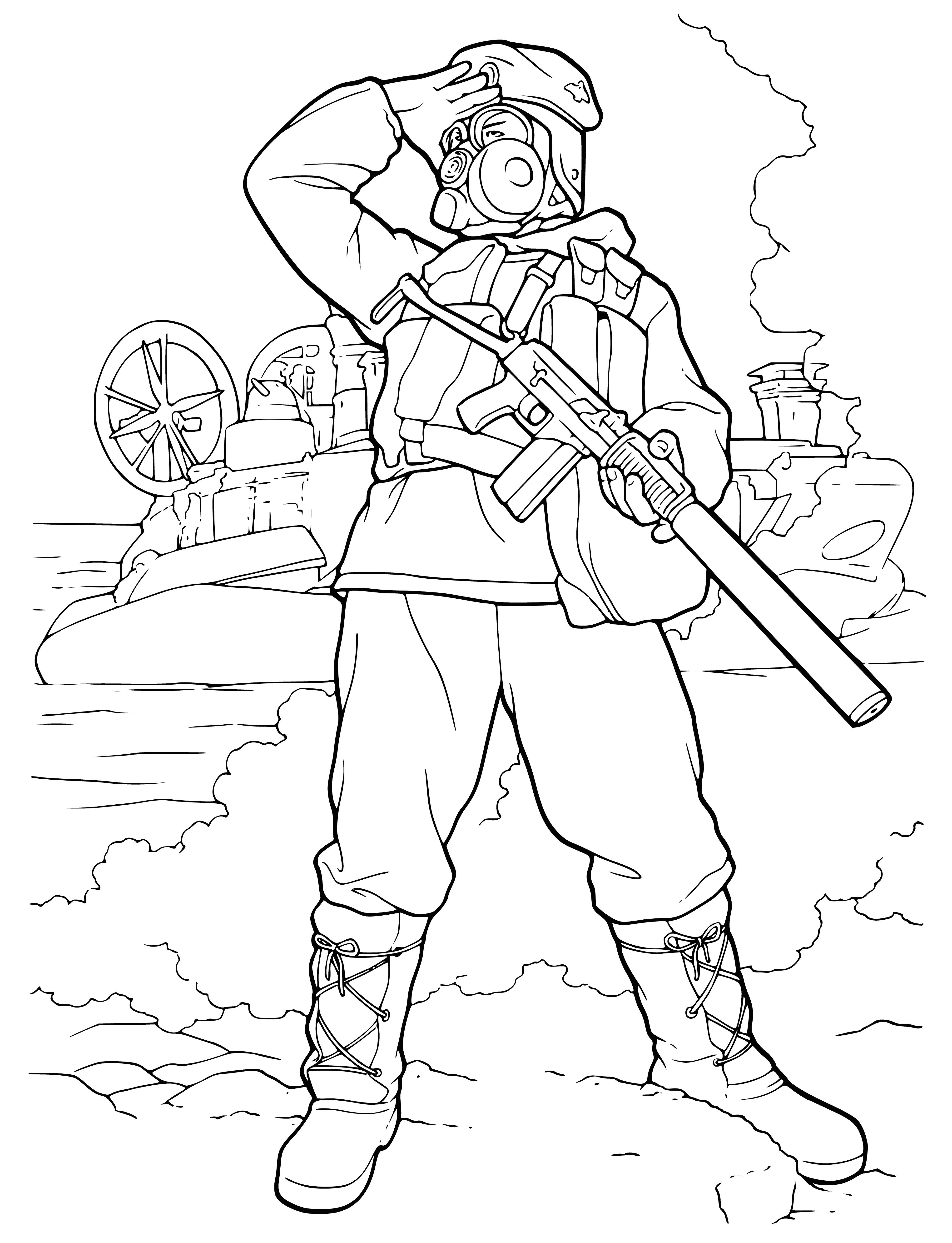 coloring page: The Army is a military land force responsible for defending on land w/ infantry, tanks & artillery.