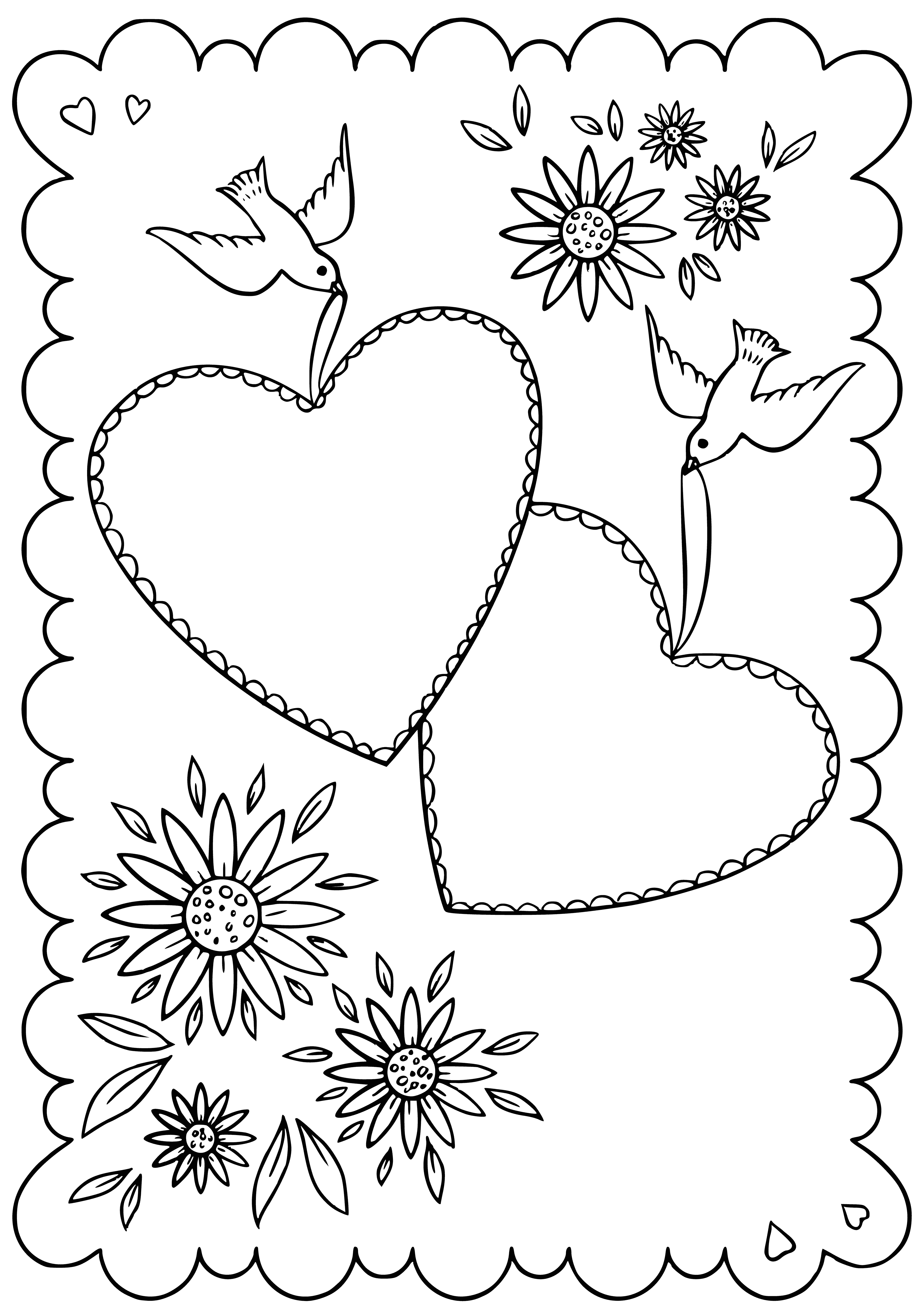 coloring page: Hearts around a pink background show a heart with an arrow and "Be Mine" in the center. #ValentinesDay