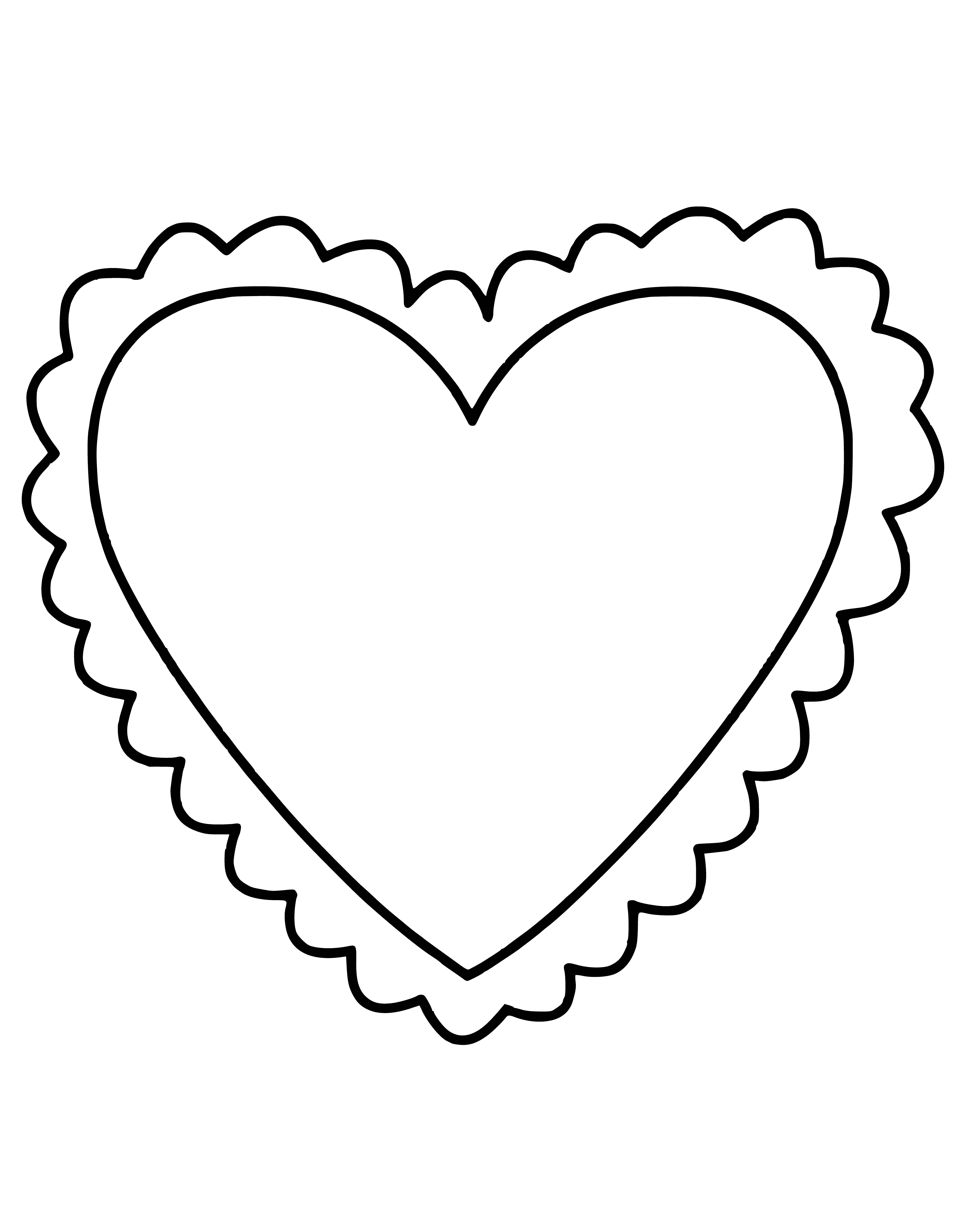 coloring page: A Valentine's Day coloring page featuring a red heart with diagonal white stripes and "Happy Valentine's Day" above. Red hearts scattered around. #ValentinesDay