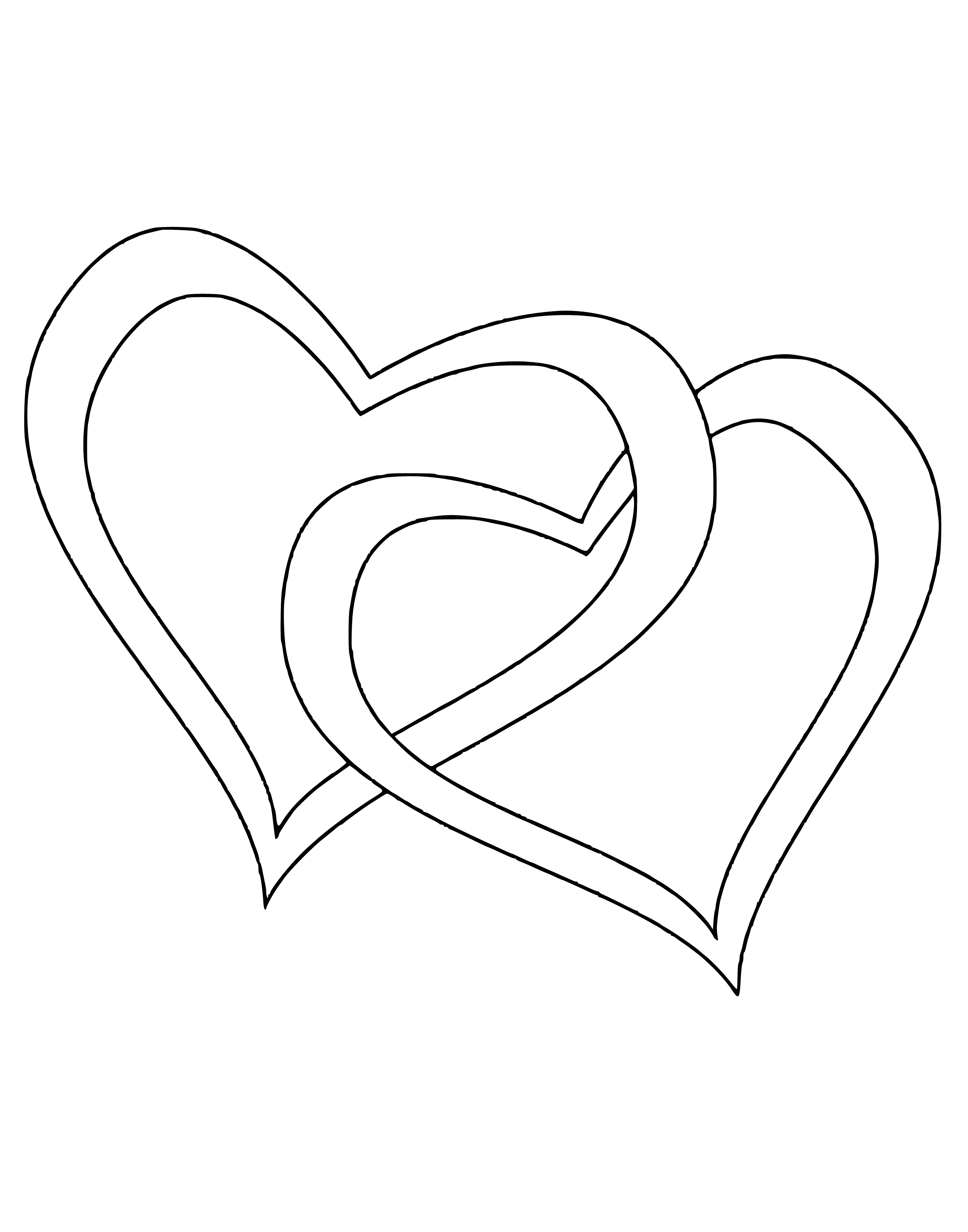coloring page: A large heart in the center of the page with colorful, smaller hearts around it - "Happy Valentine's Day" - celebrates the special holiday.