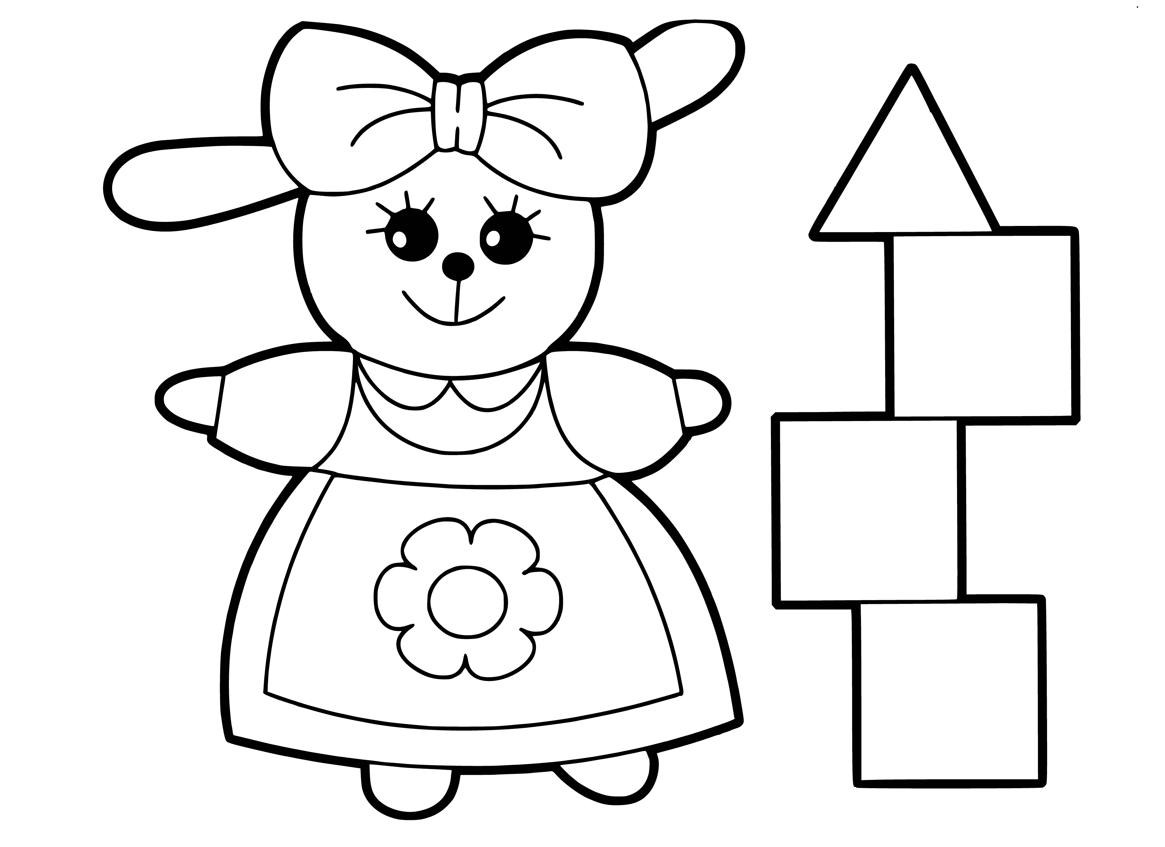 coloring page: Adorable bunny coloring page - brown body with white stomach, long tail, big ears, standing on hind legs and looking to the side. #coloring #bunny