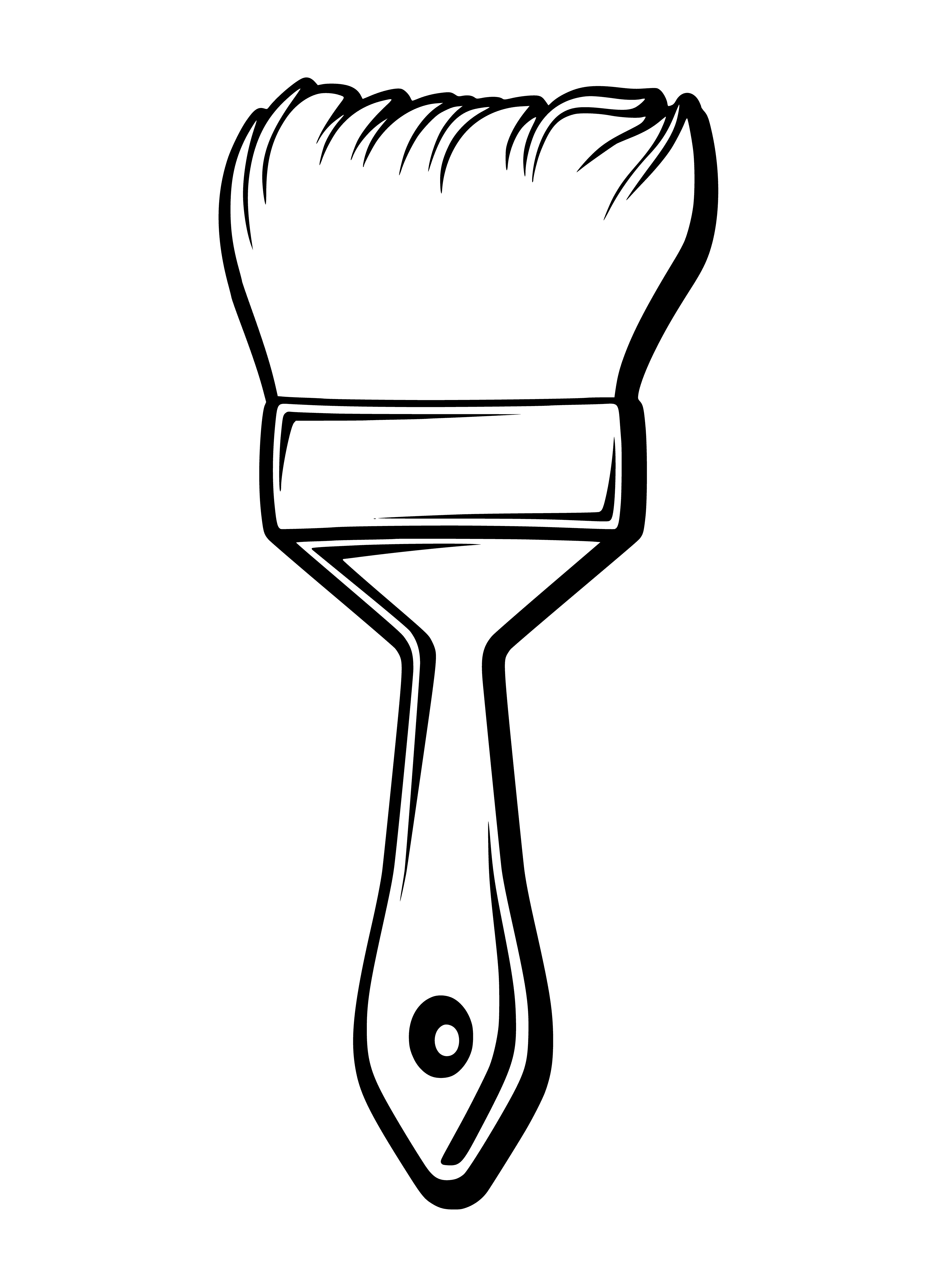 coloring page: Coloring page of a brush with nylon bristles, wooden handle and silver ferrule. #coloring #brush