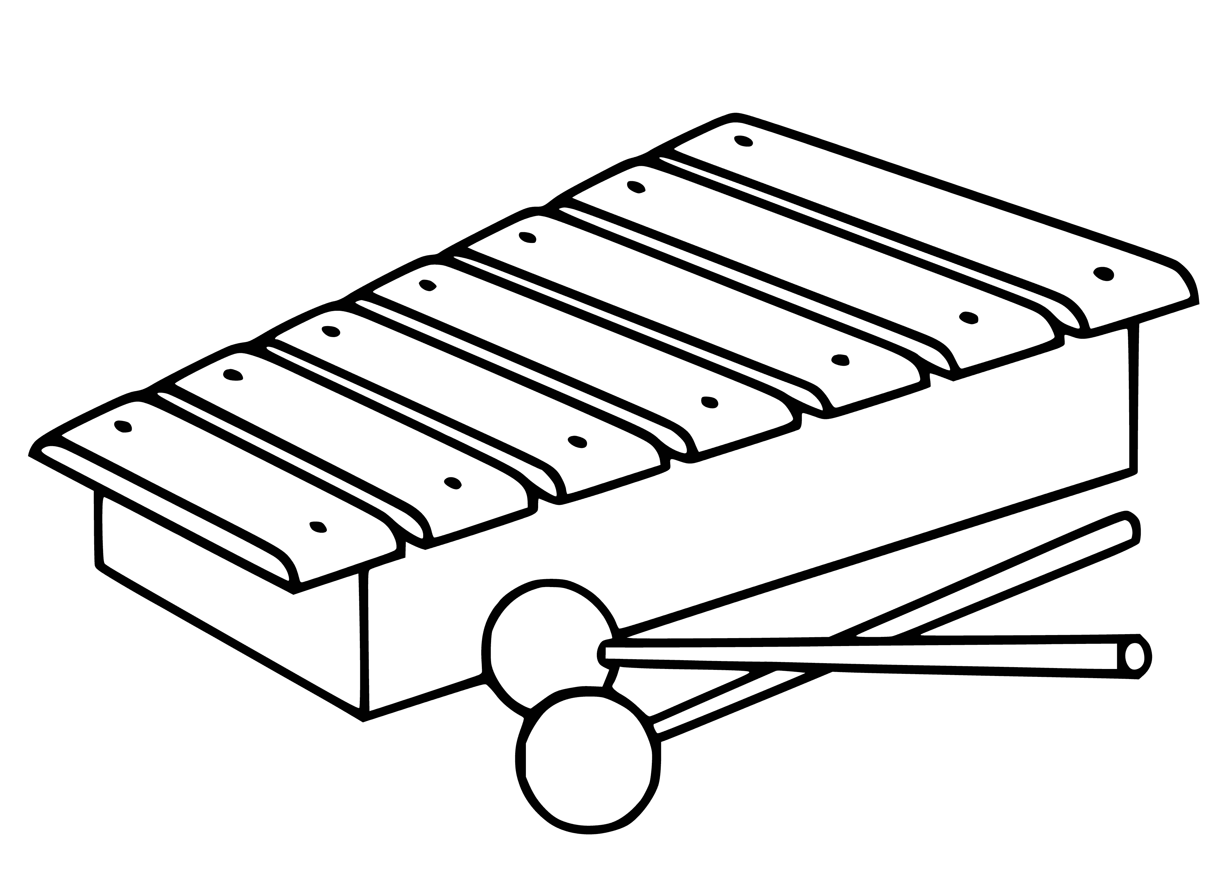 coloring page: Wooden instrument of graduated tuned bars struck with mallets to make music. #xylophone
