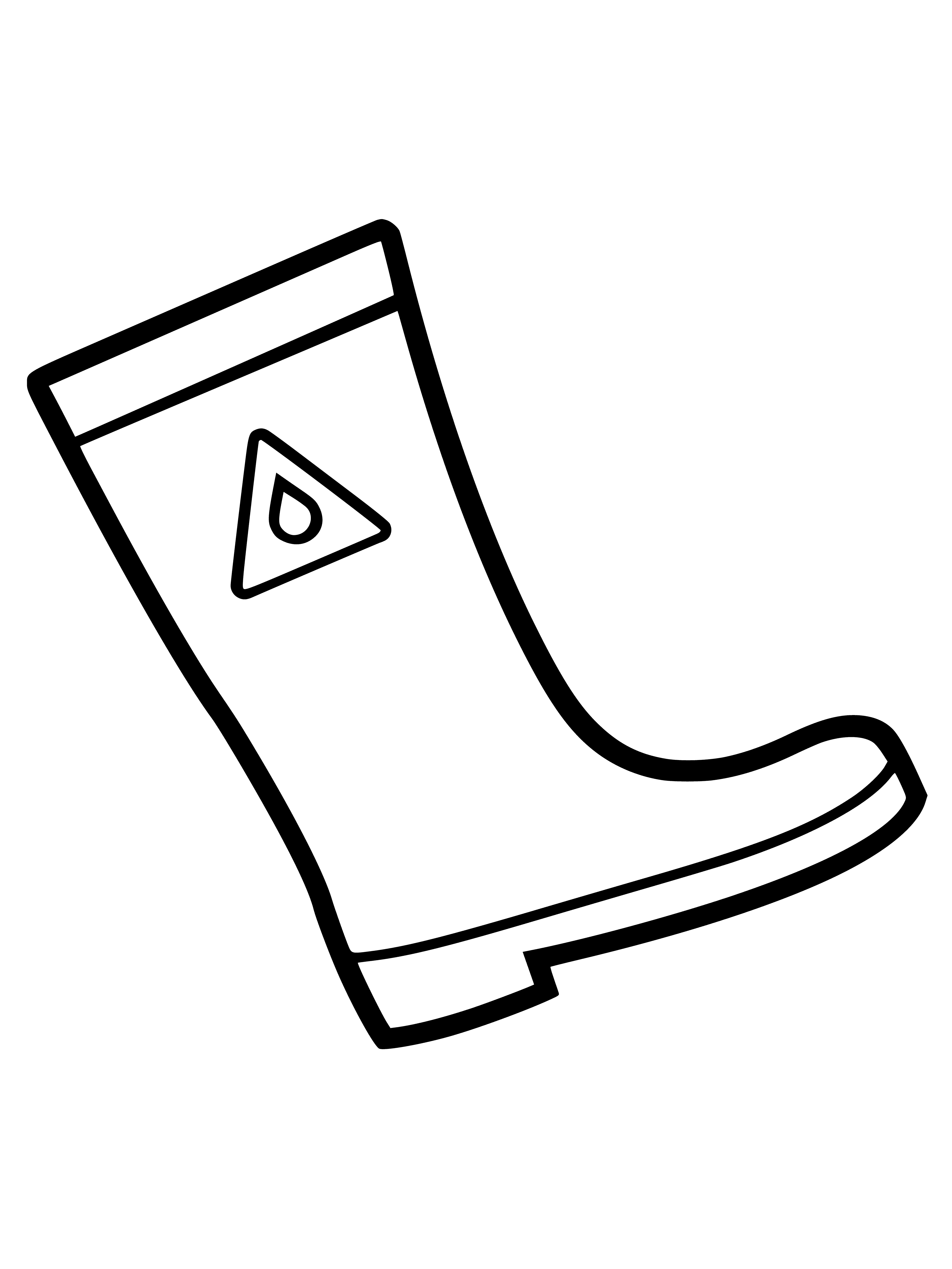 coloring page: Brown boot with lace-up front & black sole made of rubber is on the ground.
