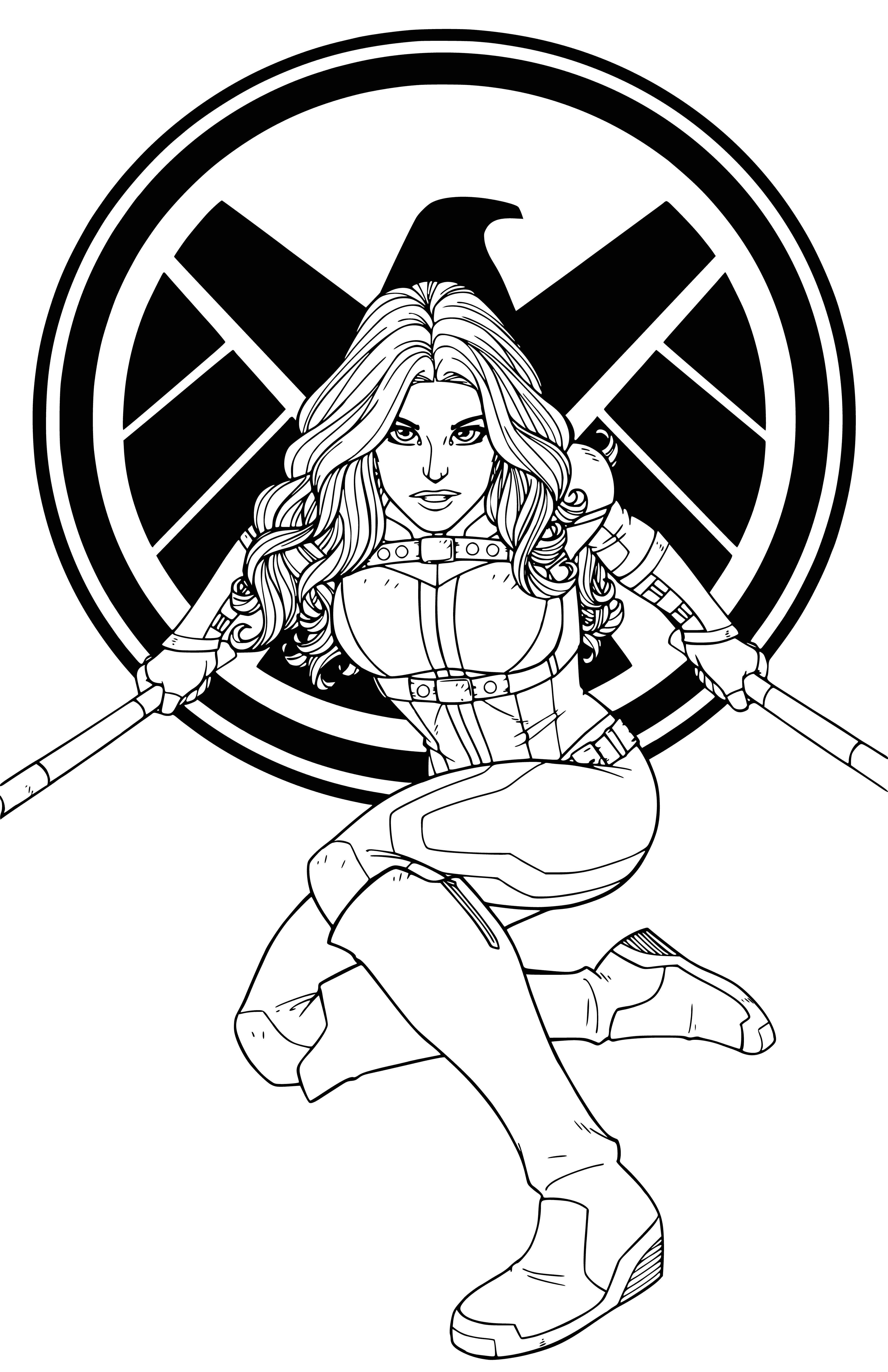 coloring page: Spy and former S.H.I.E.L.D. agent with martial arts & combat skills, expert marksmanship & a coloring pagegraphic memory.