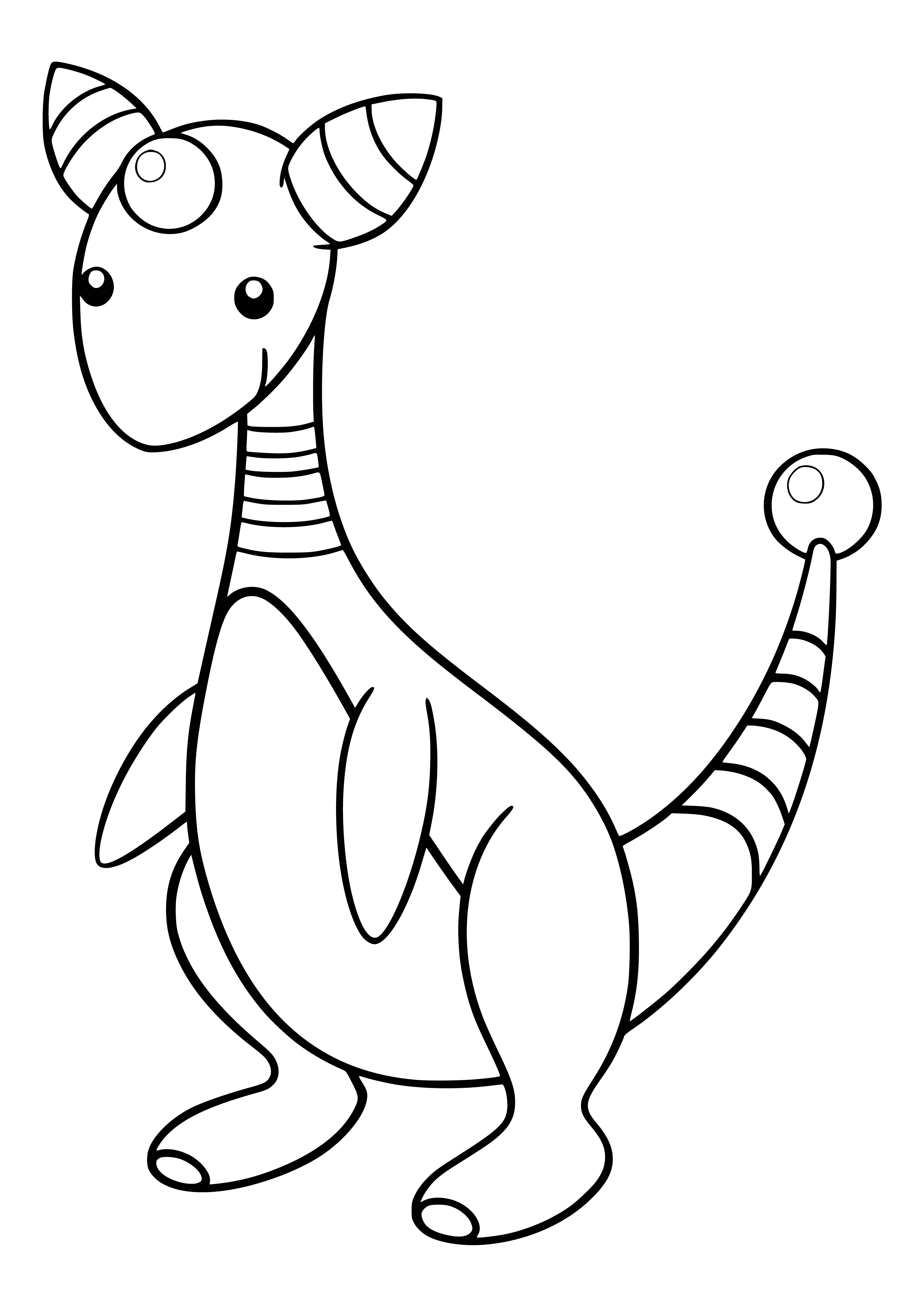 coloring page: Pirates burned down a village's homes, but one villager created Ampharos, a Pokemon that produces electricity, allowing the village to rebuild. Today, it still powers many homes around the world.