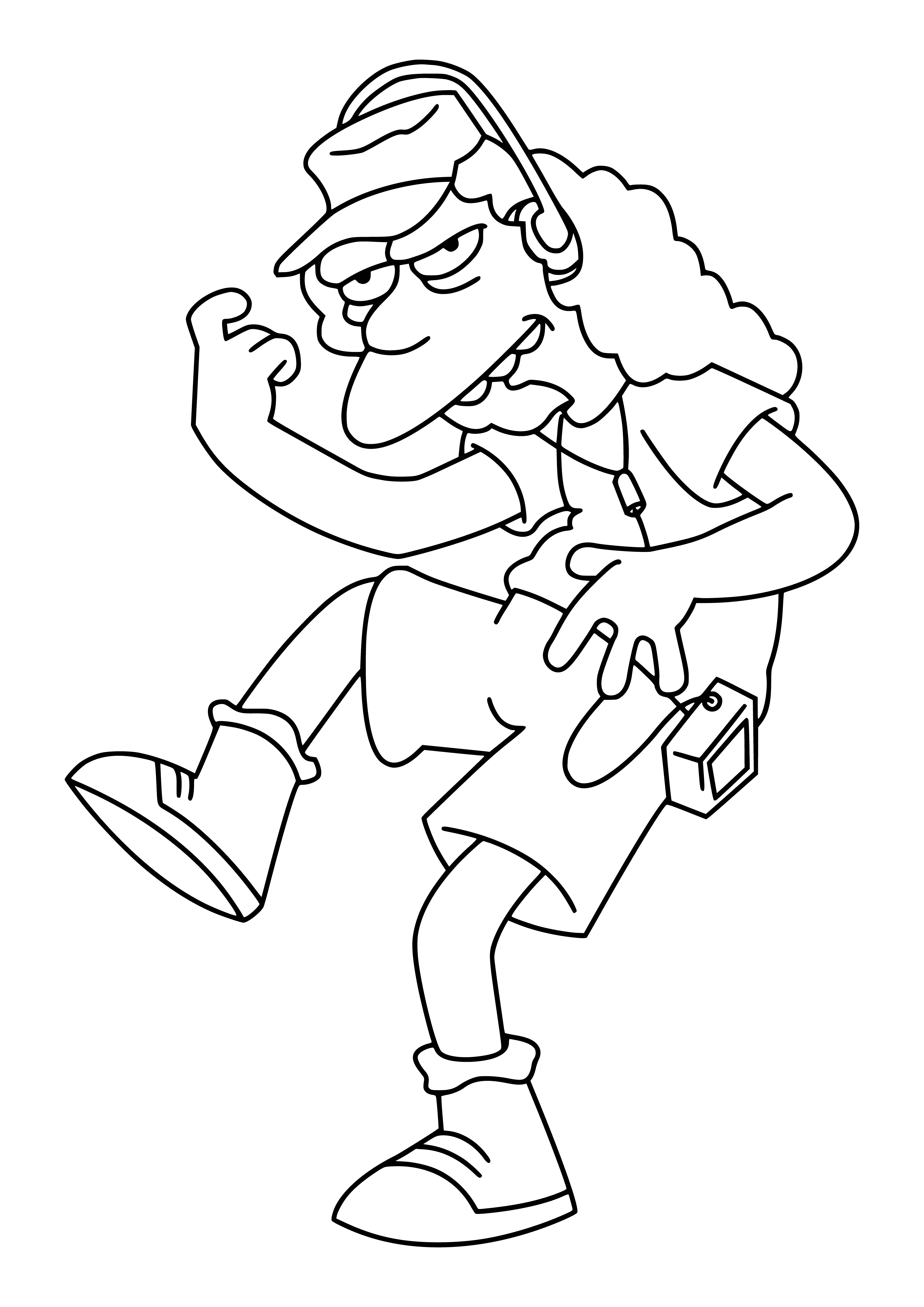 coloring page: Otto Mann is the lazy, hippie school bus driver for Springfield Elementary, who often naps & eats junk food on the job.