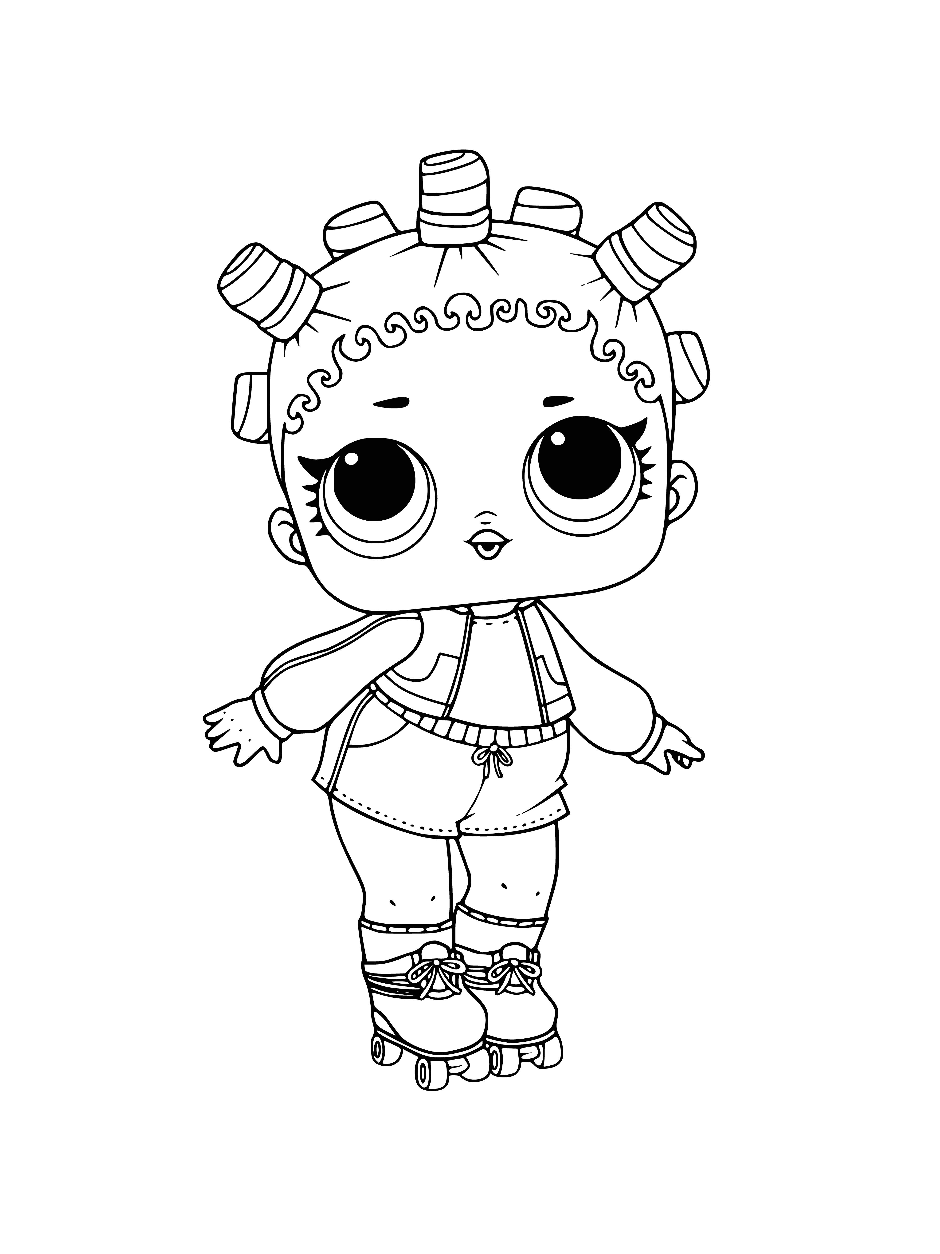 coloring page: Pink toy roller skater designed to look like a young girl, comes with a helmet and knee pads. #skating #toys