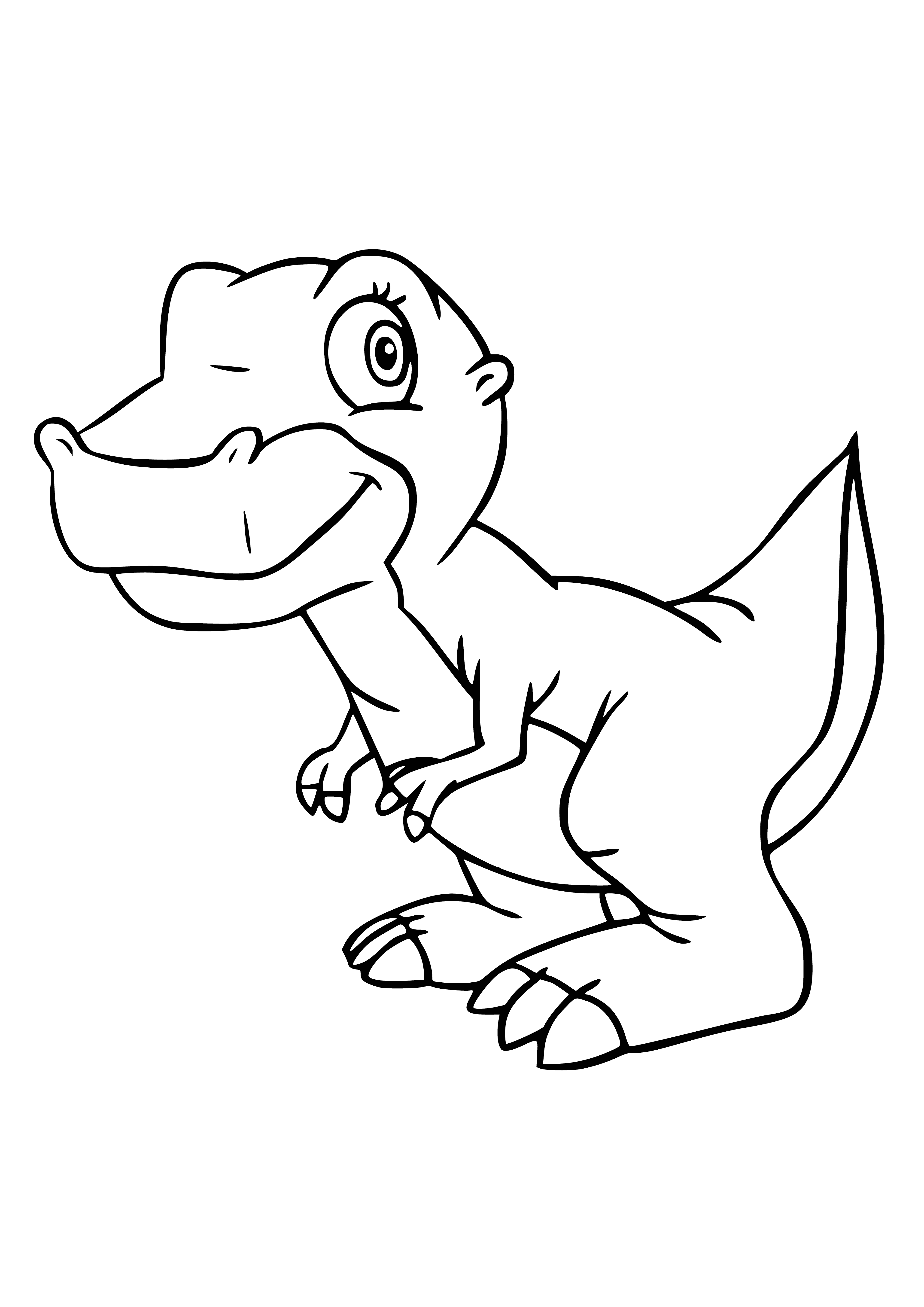 coloring page: Two dinosaurs, one big & green, one small & blue; both have spikes down their backs.