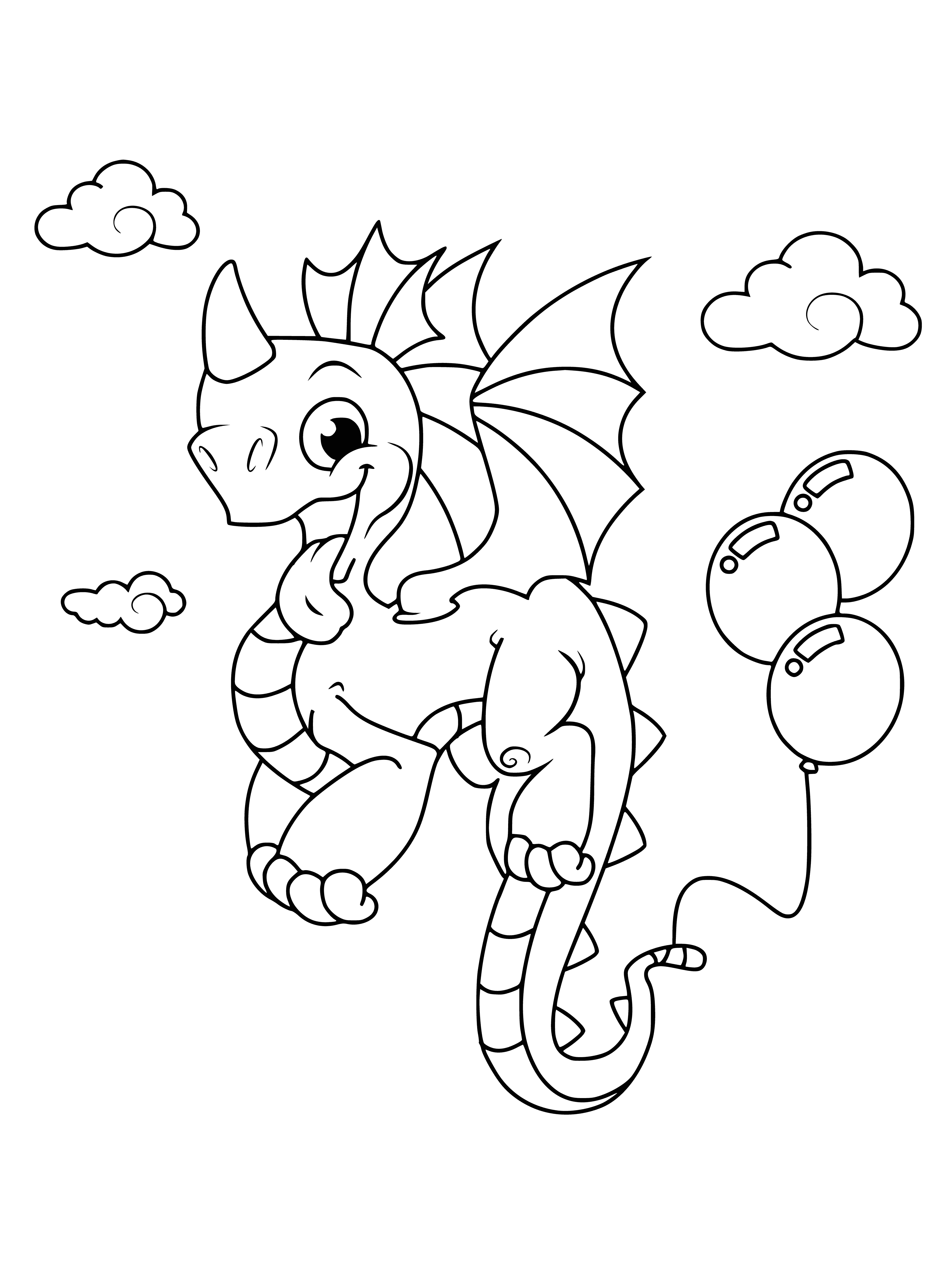 coloring page: 3 dragons: green, blue & red, all have wings & can fly.