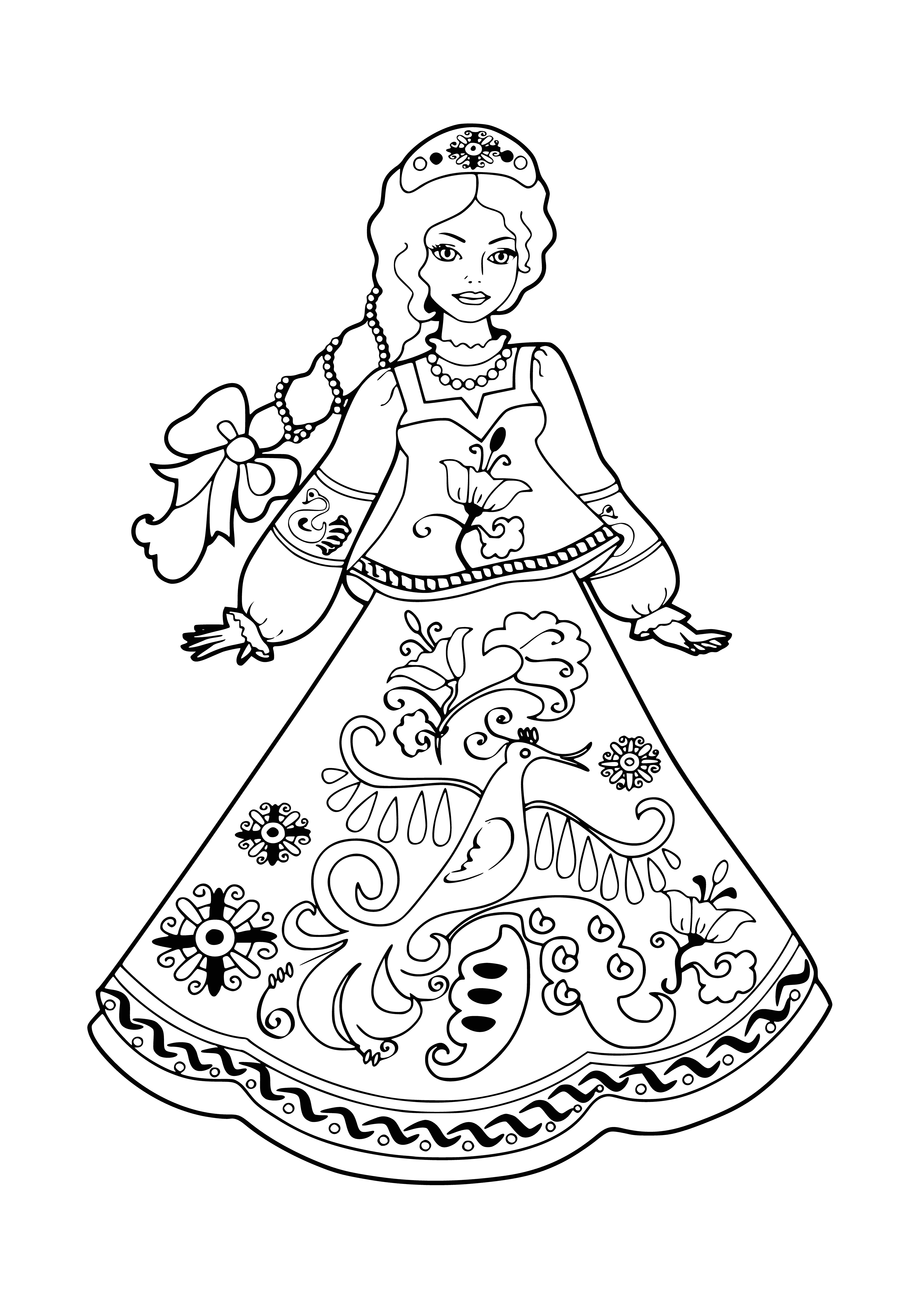 coloring page: Three Russian beauties with long, flowy hair, piercing eyes and unique looks - a coloring page of gorgeous women!