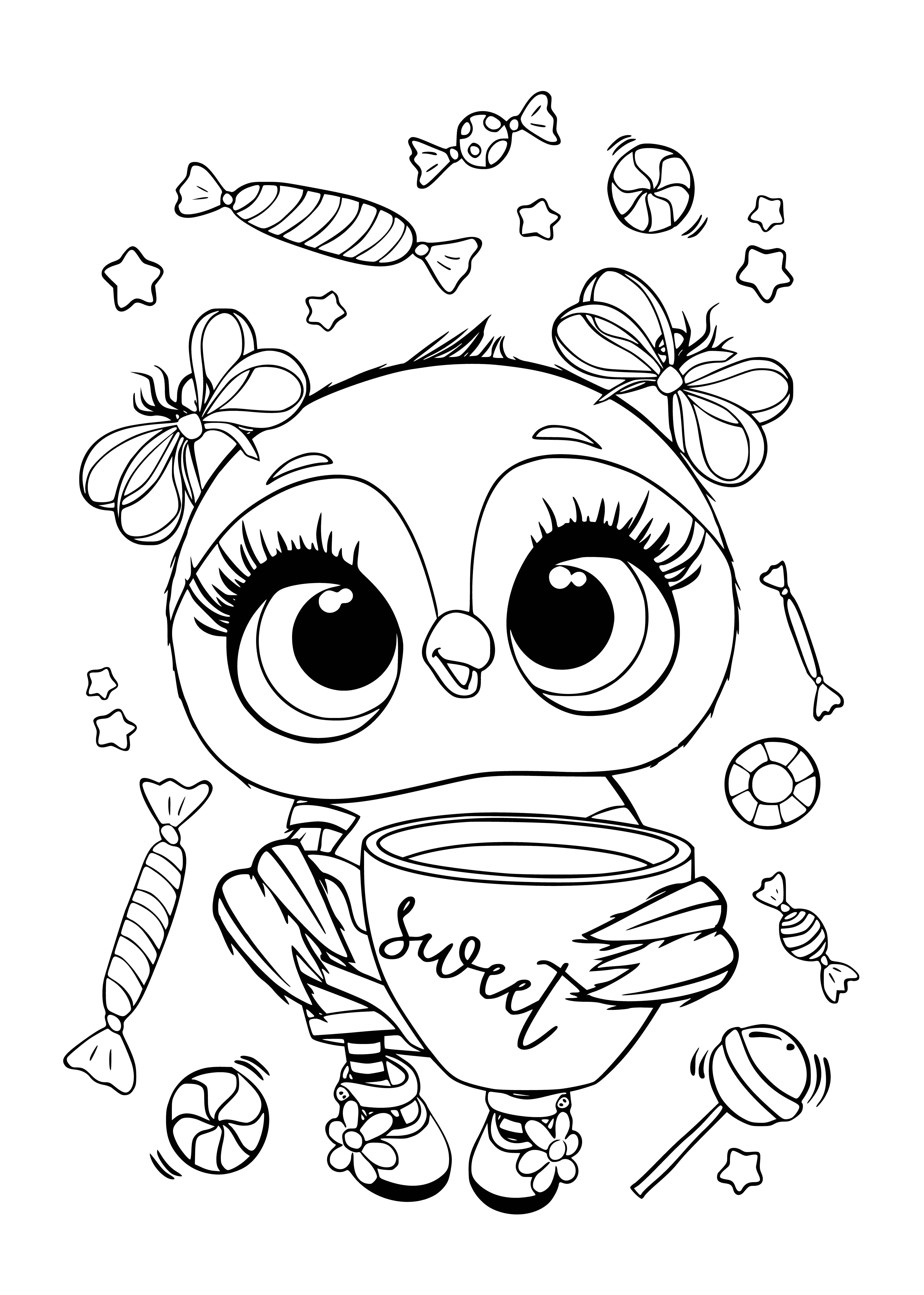 coloring page: Cute chick surrounded by flowery, pink background perfect for coloring! #ColorMeCute #ChickKawaii