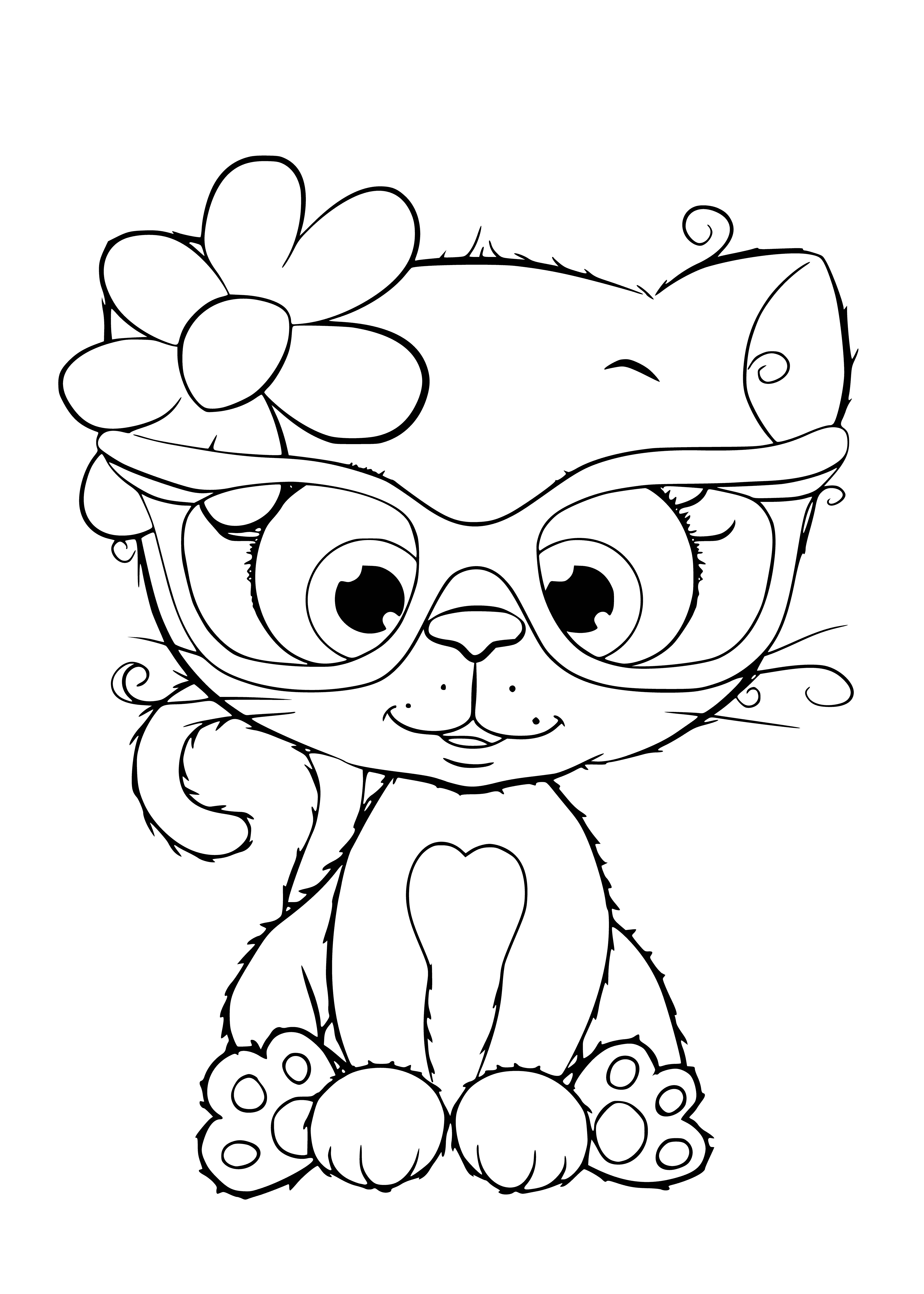 coloring page: Cute kitty sleeping on a cloud surrounded by stars and hearts. A peaceful and calming coloring page to enjoy! #kawaii #coloring #peaceful