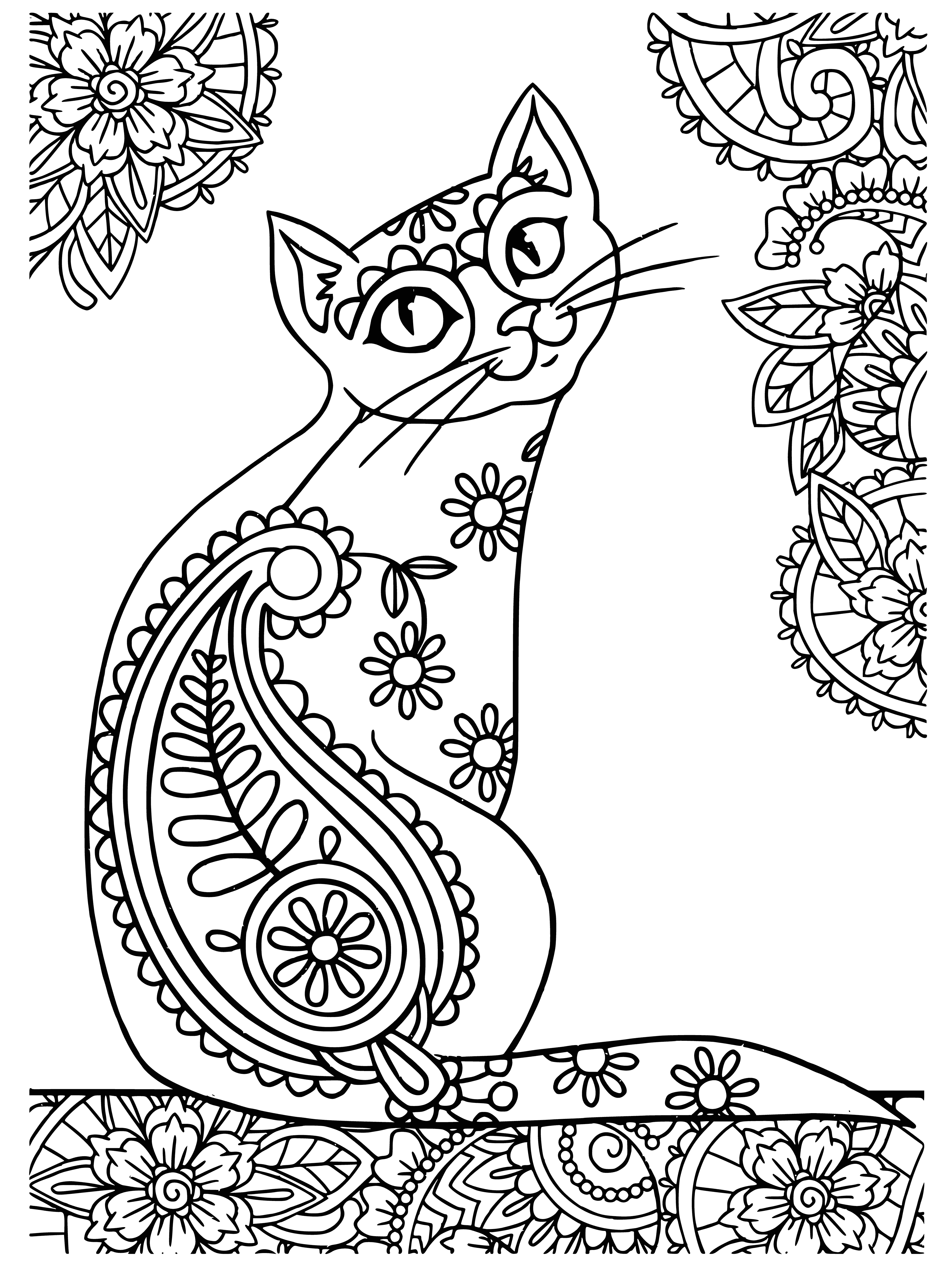 coloring page: Color a cute cat surrounded by balls of color in the Antistress Cats coloring page! Enjoy a calming and creative activity to reduce stress.