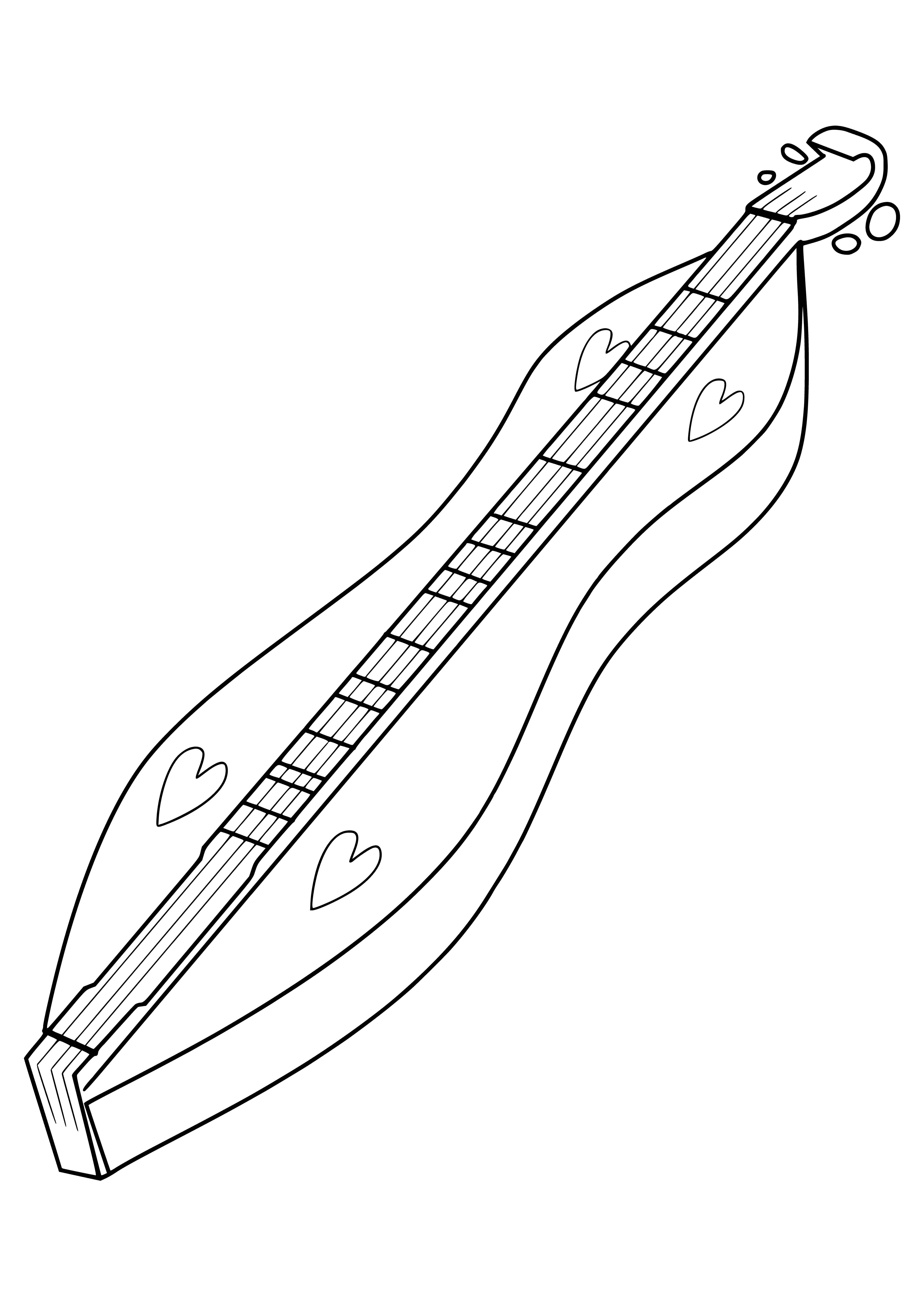 coloring page: A dulcimer is a musical instrument with a simple design, few strings and gentle sounds, used in folk music.