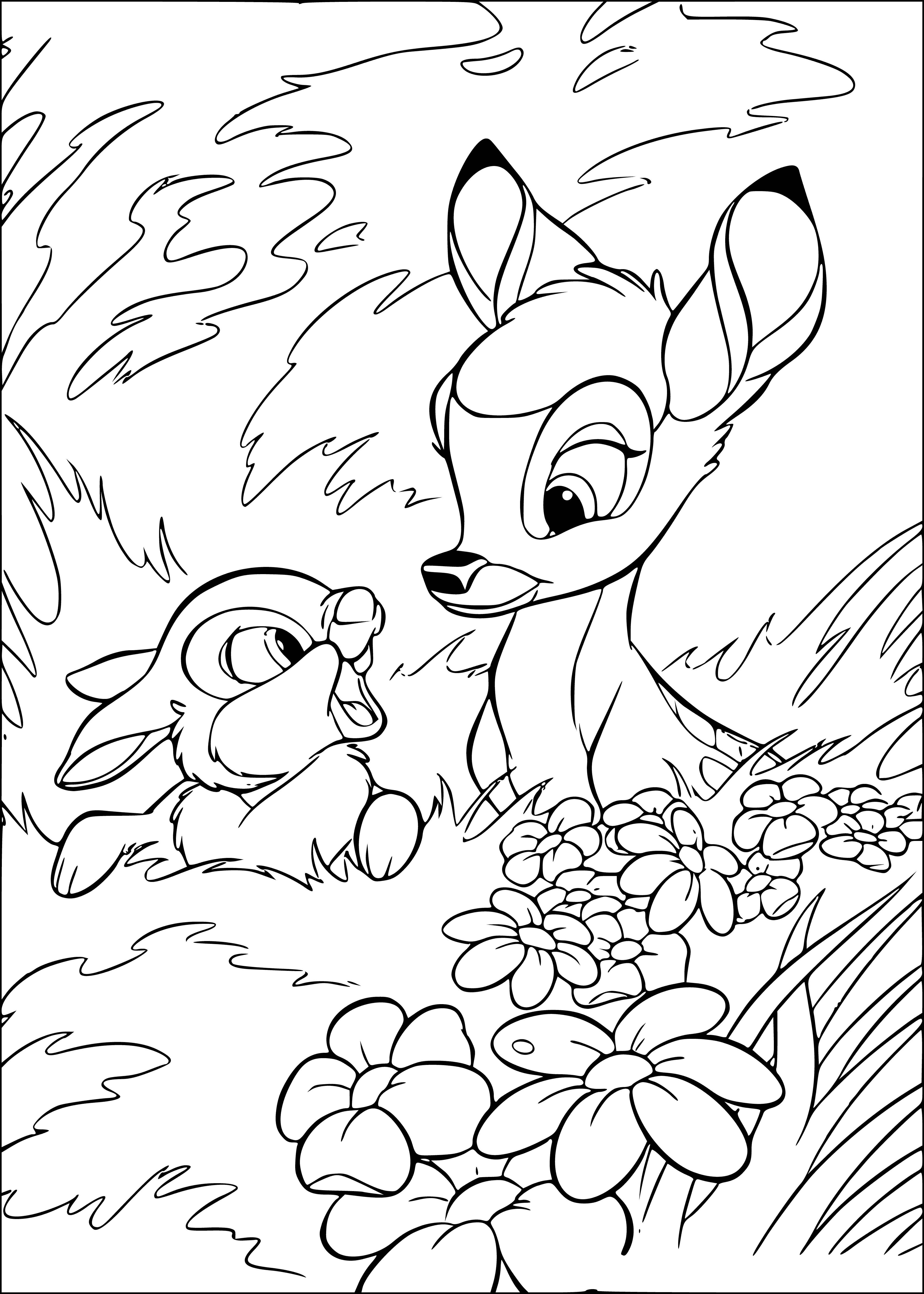 coloring page: Two adorable bunnies, one white and one brown & white, looking into the distance with their ears perked up. #cutenessoverload