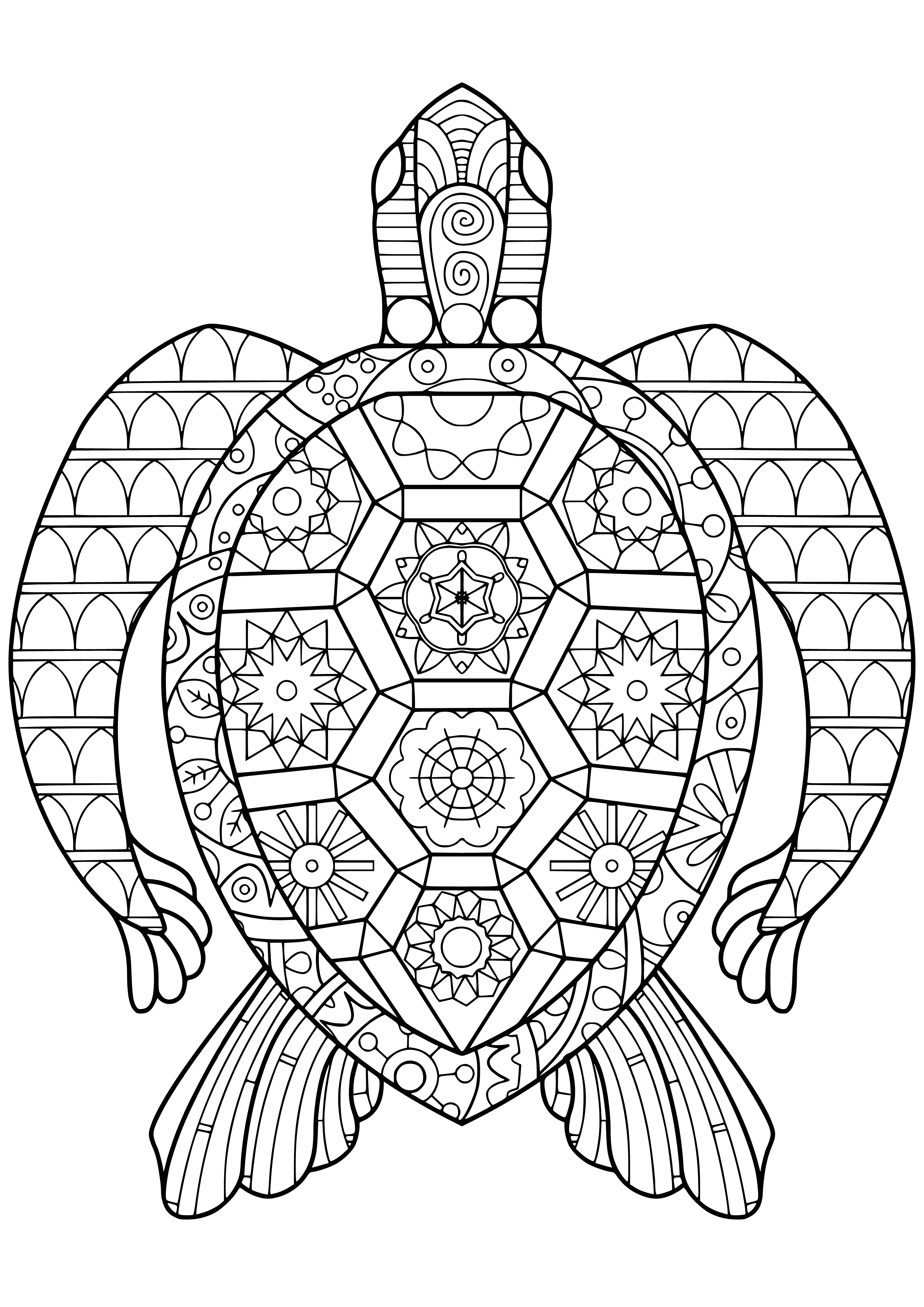 coloring page: The turtle soaks up the sun and the colors of the sea as it swims merrily.

A turtle swimming in a colorful sea, enjoying the sun and waves.