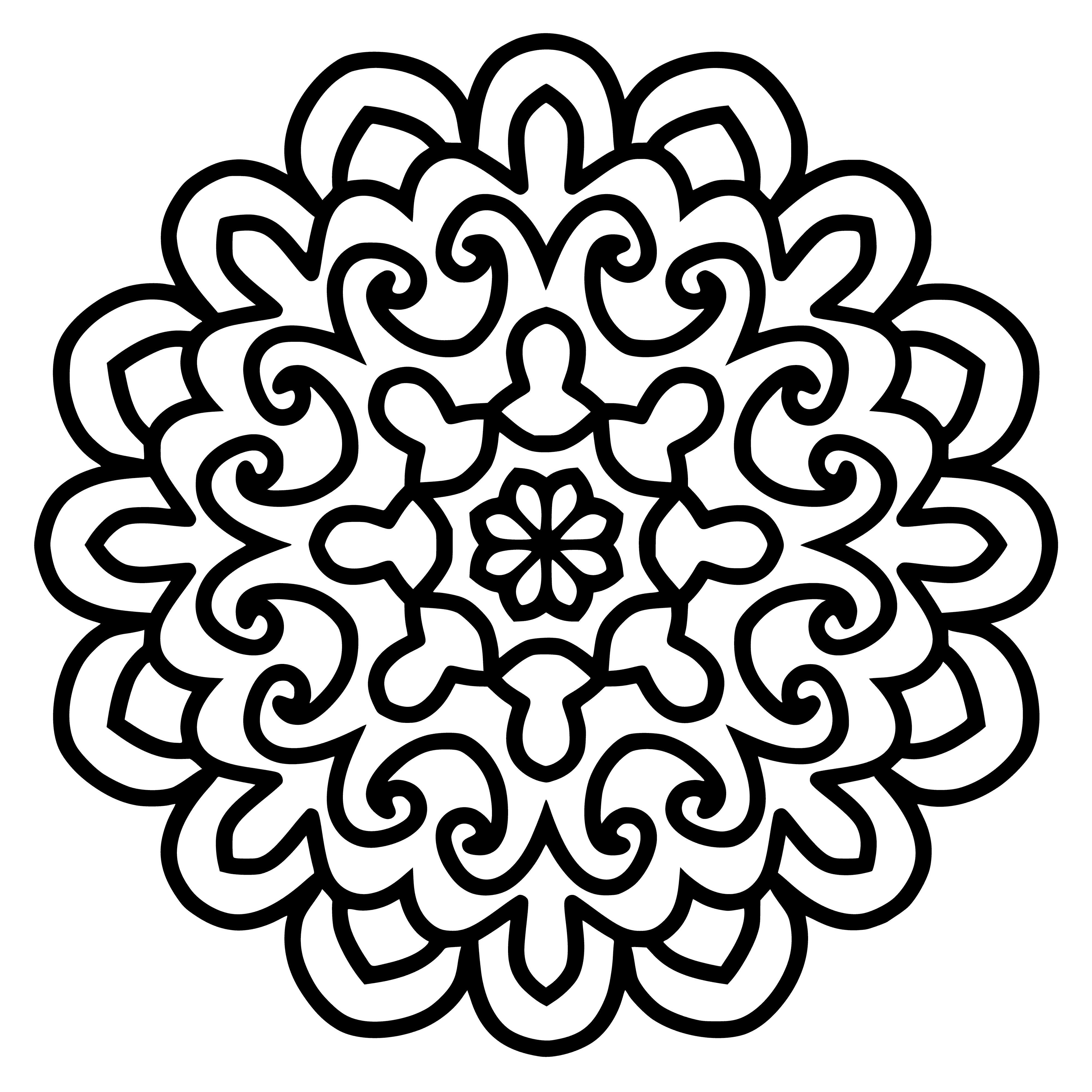 coloring page: Mandalas are a circular design used in Hinduism & Buddhism for meditation & healing. Mandala coloring pages can help one relax & de-stress.