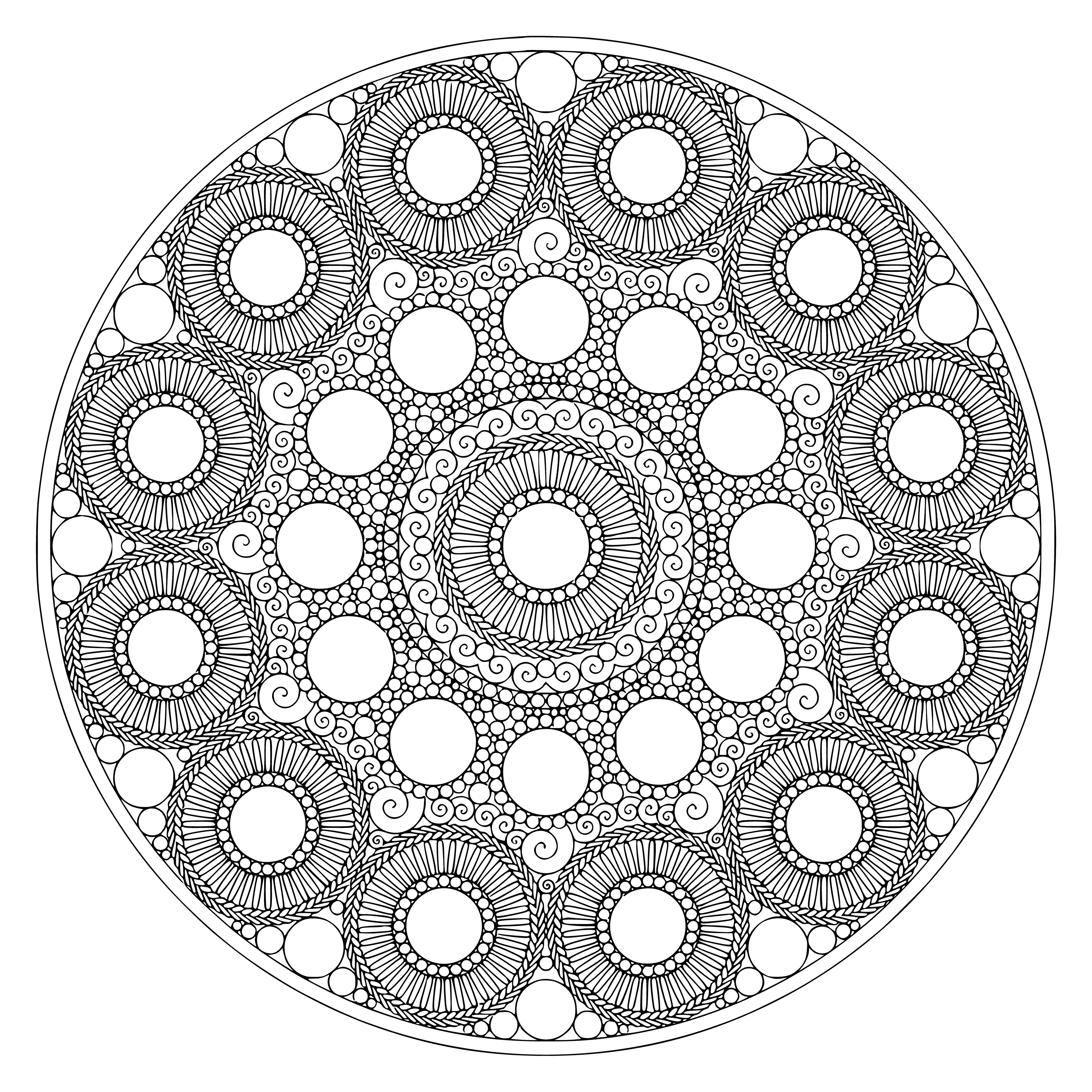 coloring page: Relax and unwind with Mandala's intricate designs and complimentary colors, a beautiful work of art that's perfect for coloring.