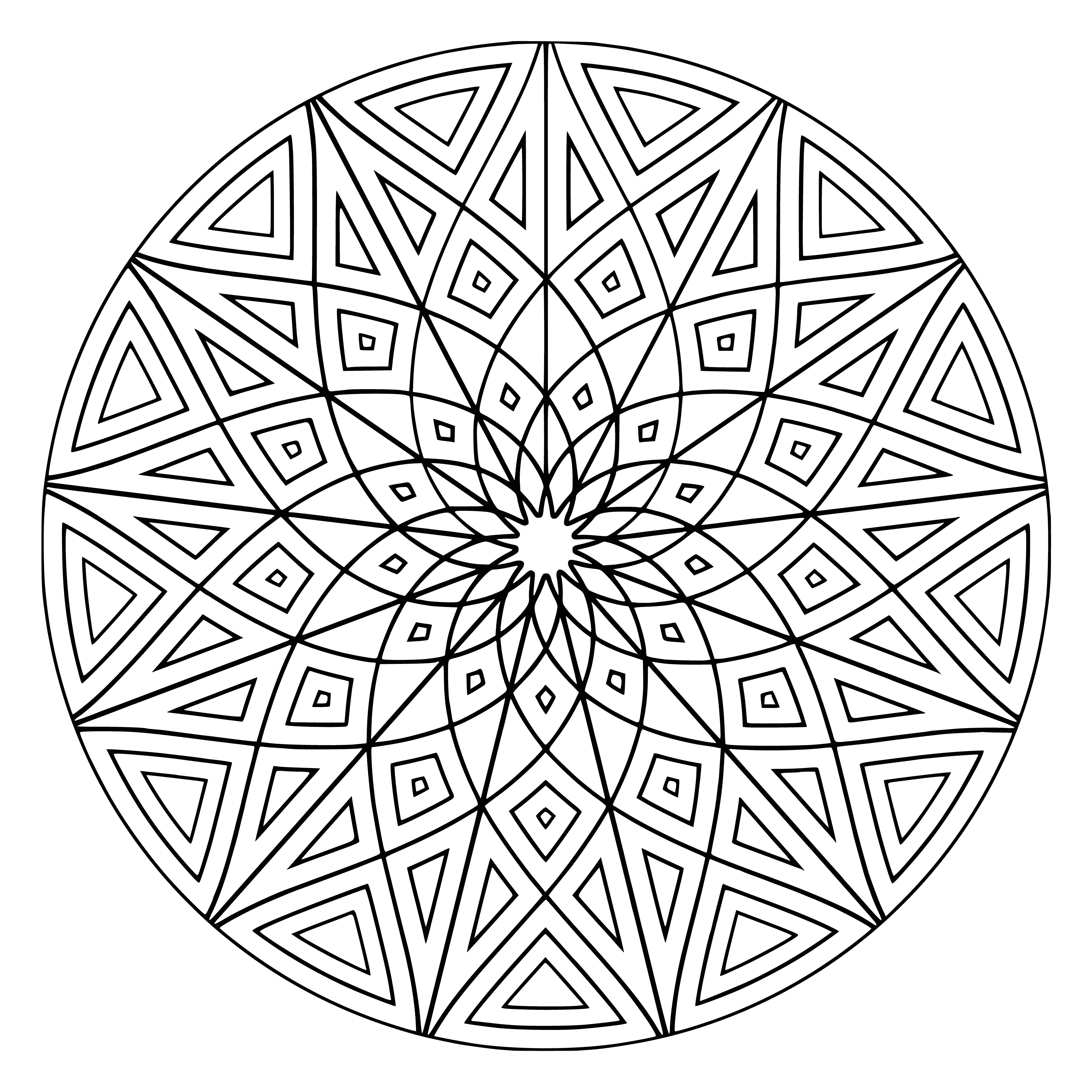 coloring page: Coloring mandala w/ intricate patterns & designs. Many colors & patterns to explore!