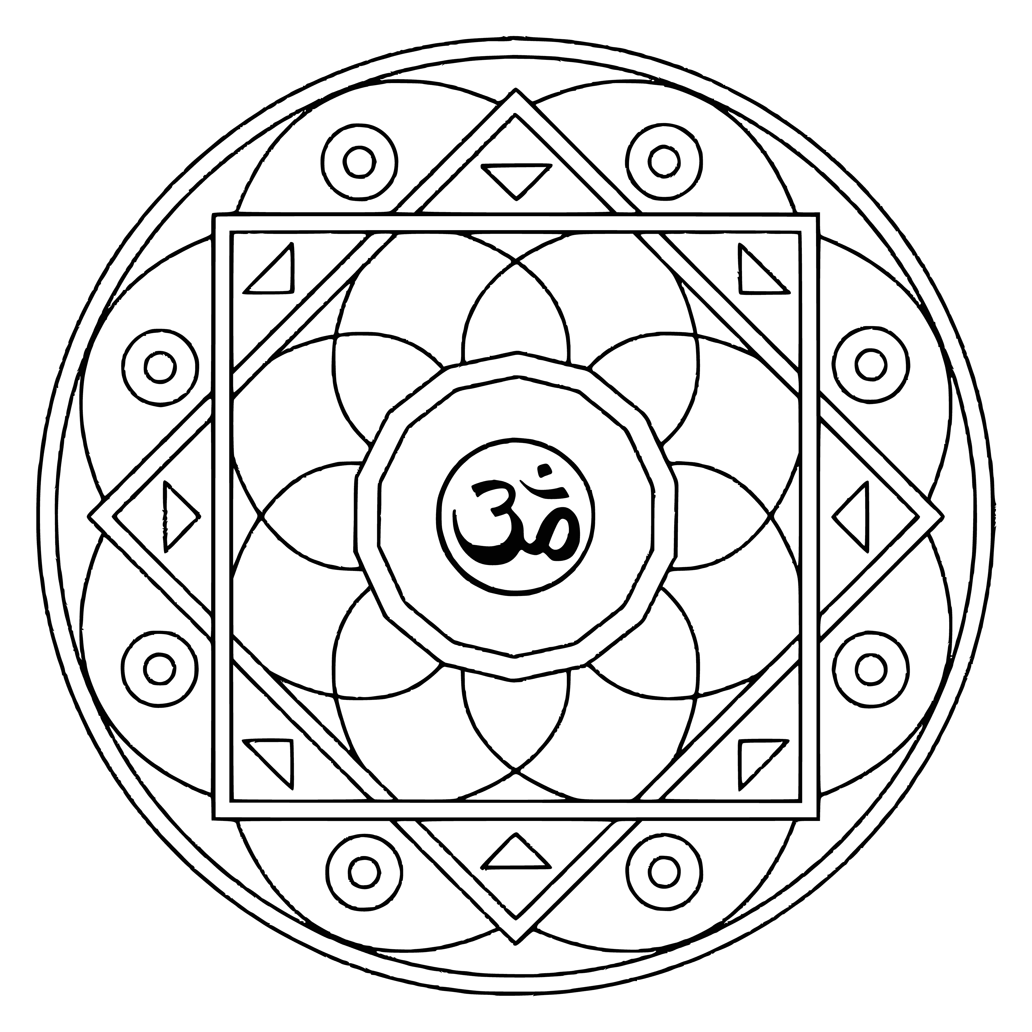 coloring page: Mandalas represent the interconnectedness of all life, and the Om symbol is a reminder of this; it's reminder of our connection to the universe. #yogalife
